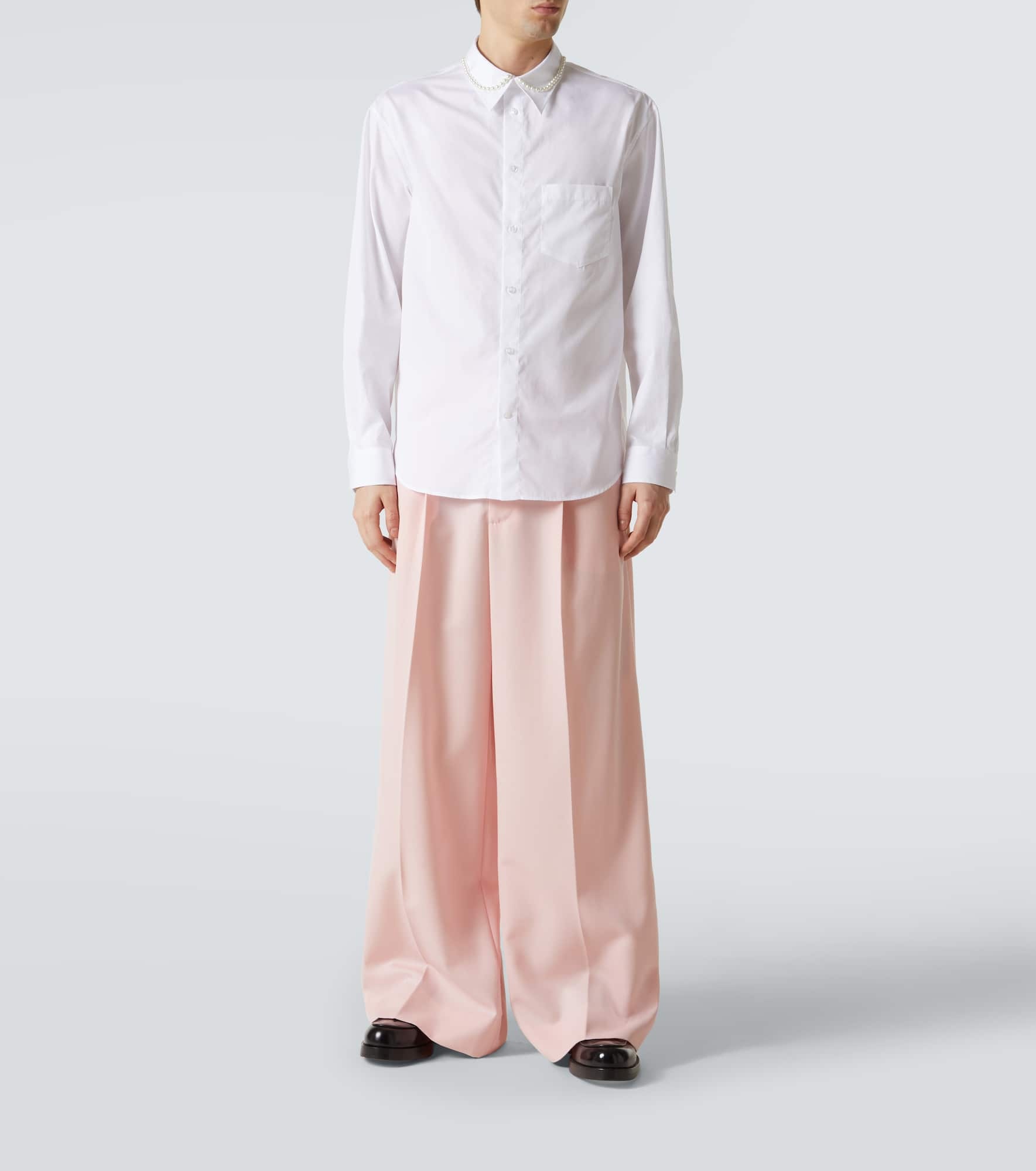 Faux pearl-embellished cotton poplin shirt - 2