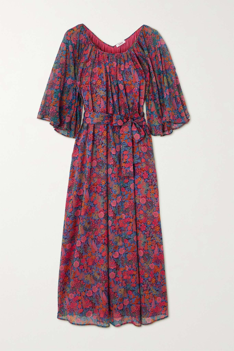 Daisy belted floral-print cotton-voile midi dress - 1