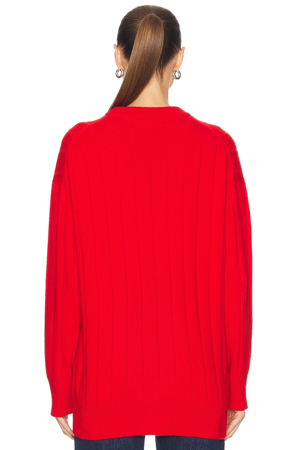 Mock Rib Crewneck Long Sweater - 3