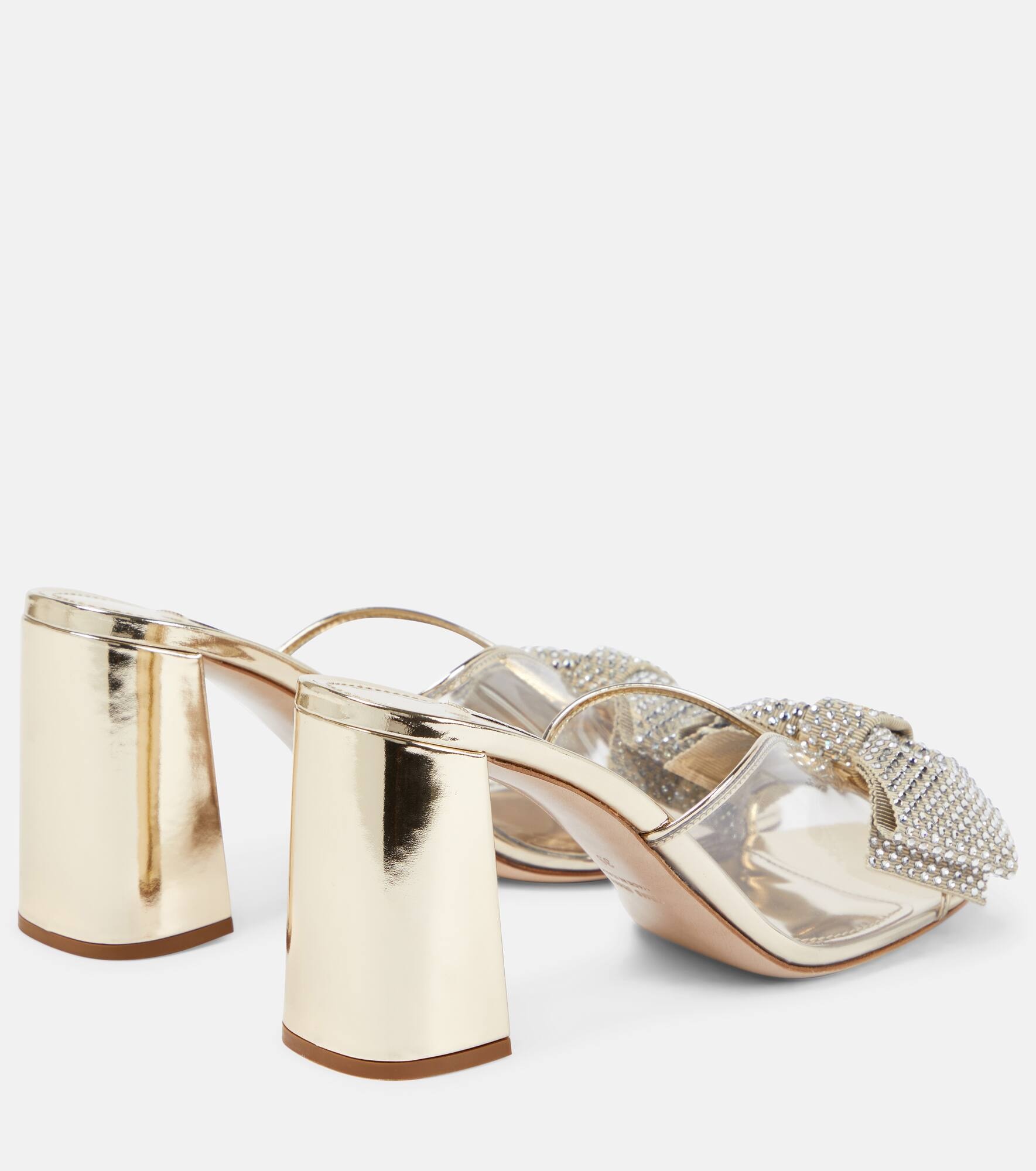 Embellished metallic leather sandals - 3
