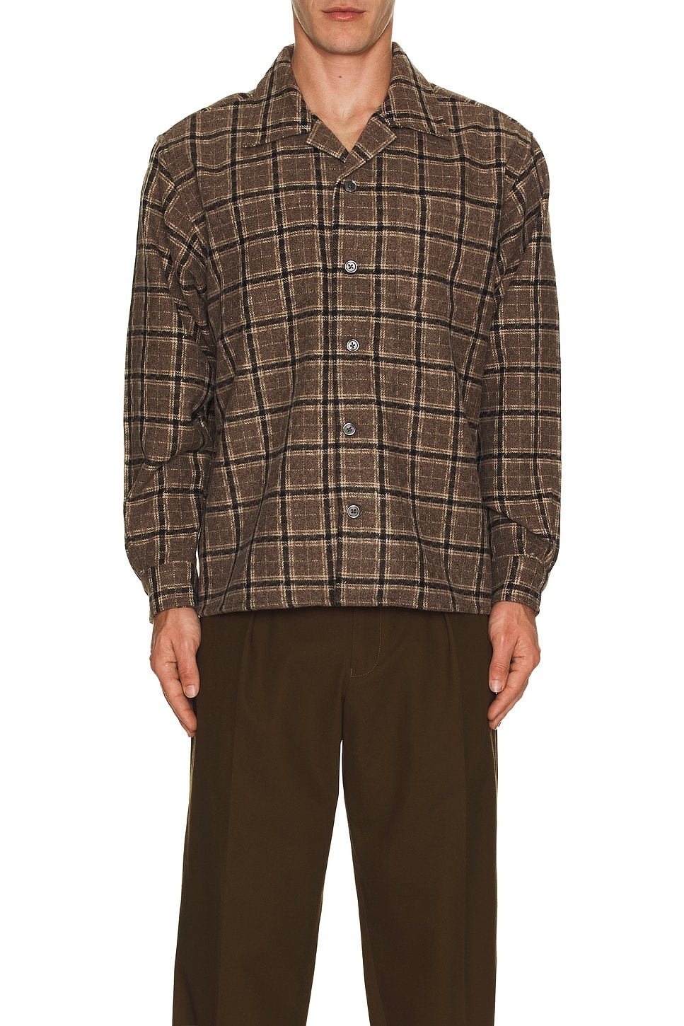 Open Collar Flannel Check Shirt - 3
