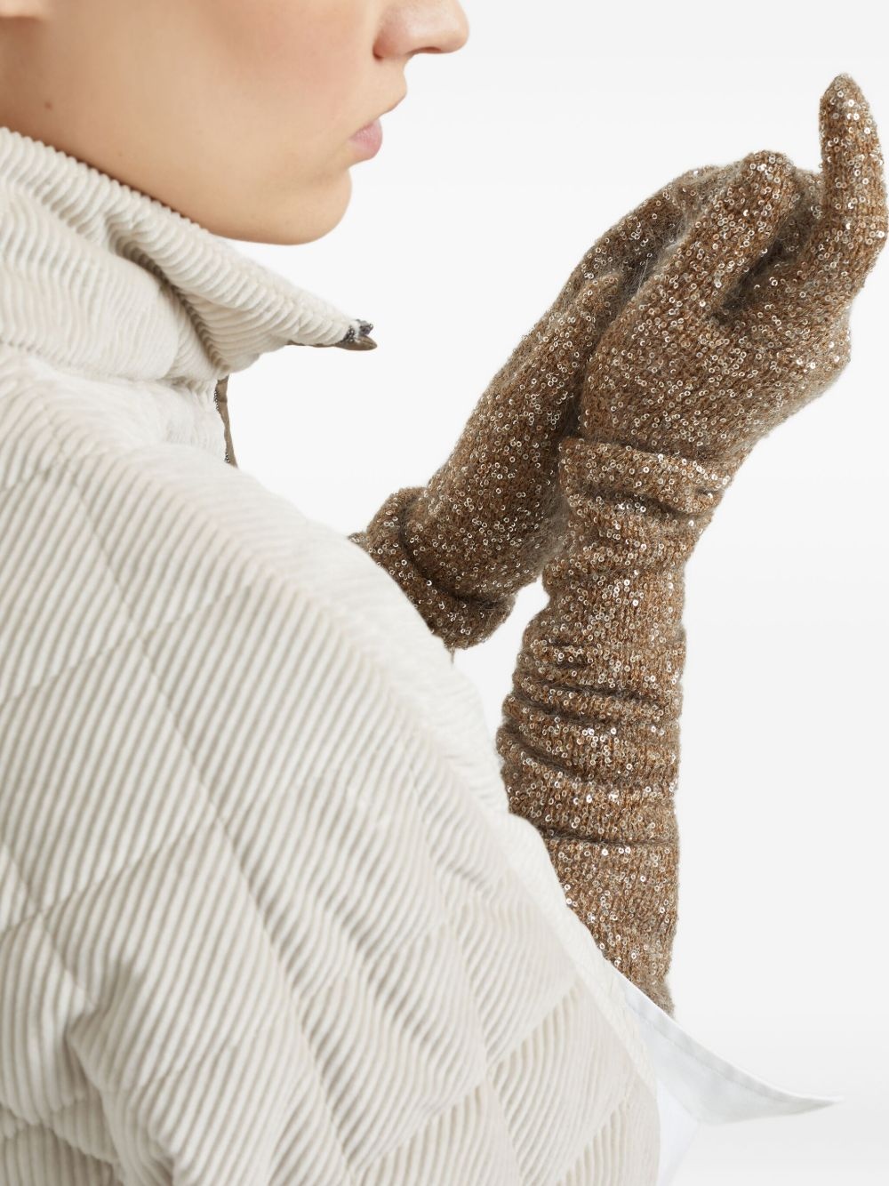 sequin-embellished long gloves - 3