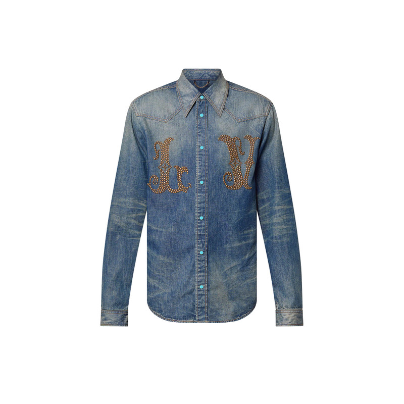 Fitted Long-Sleeved Denim Shirt - 1