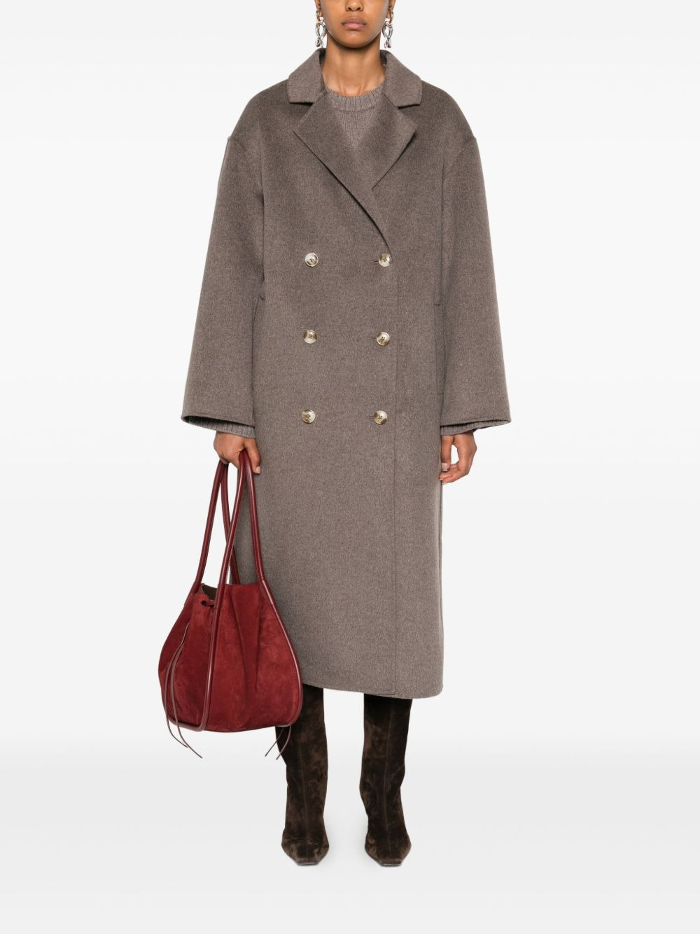 double-breasted wool-cashmere coat - 2