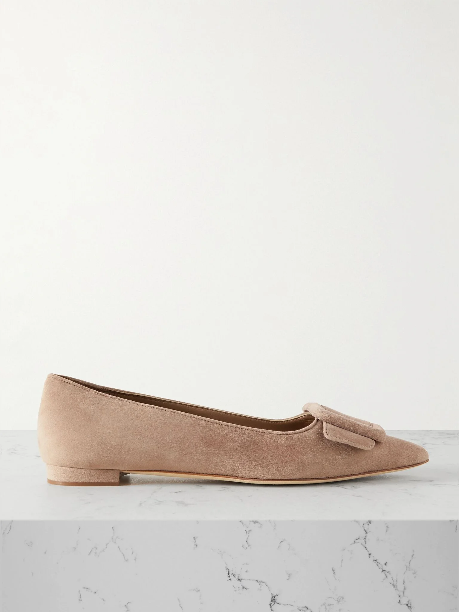 Maysale buckled suede point-toe flats Taupe - 1