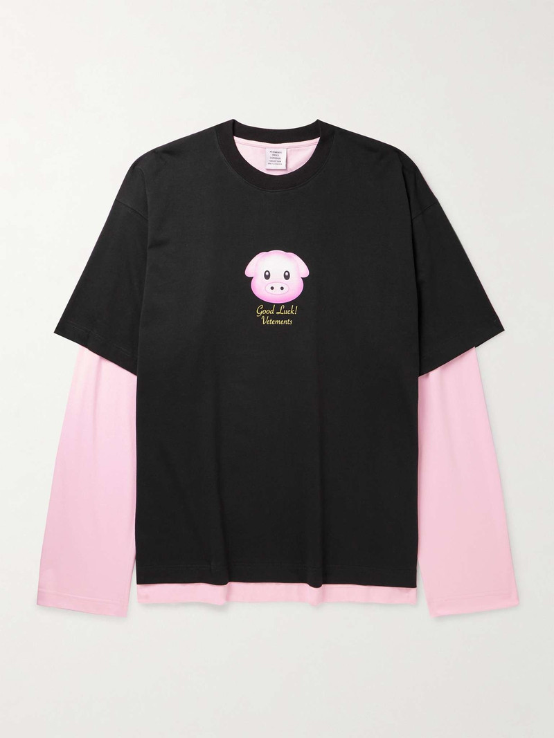 Layered Printed Cotton-Jersey T-Shirt 1