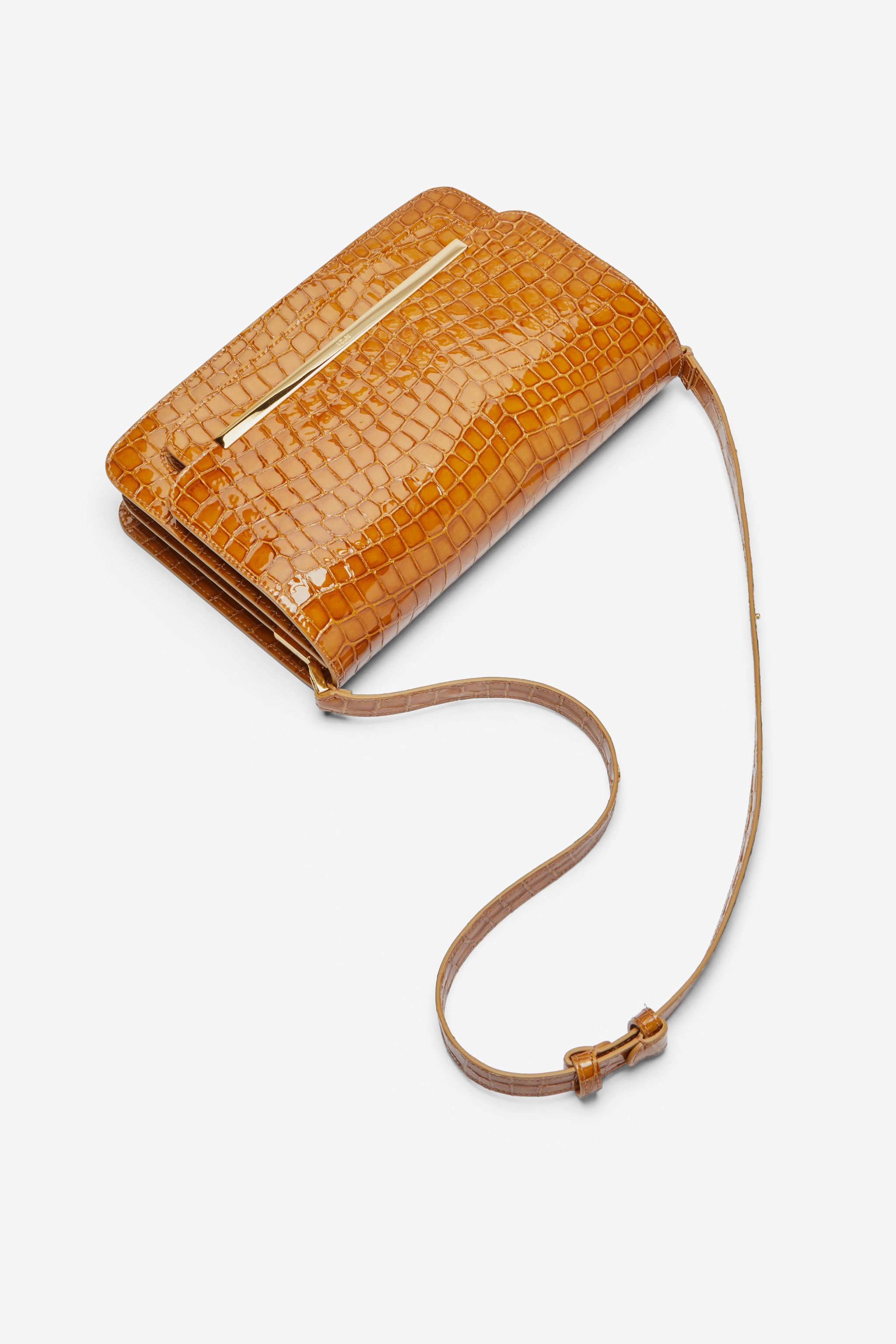 EDITH CROC-EFFECT LEATHER SHOULDER BAG - 4