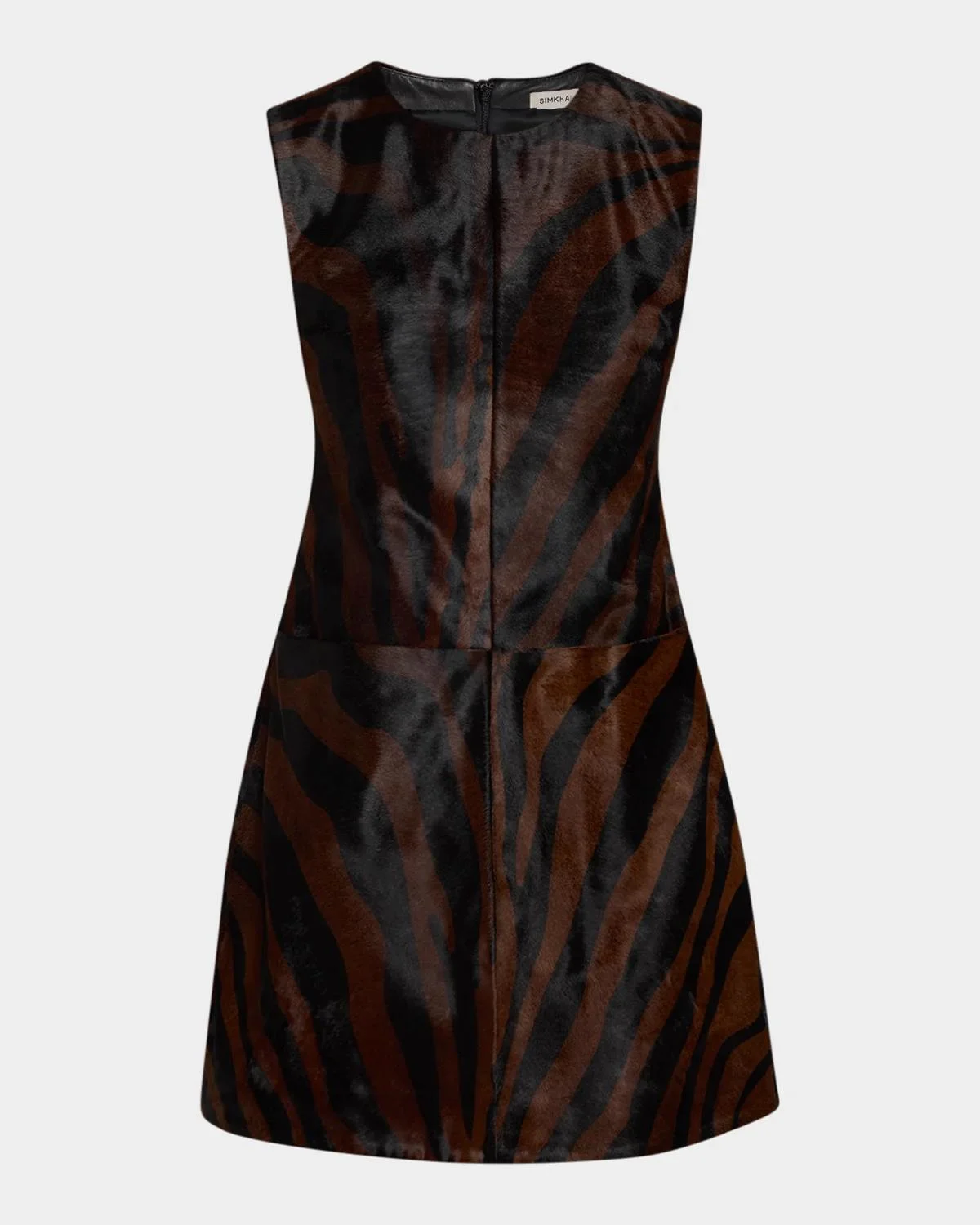 Sonoma Zebra-Striped Leather Mini Dress - 1