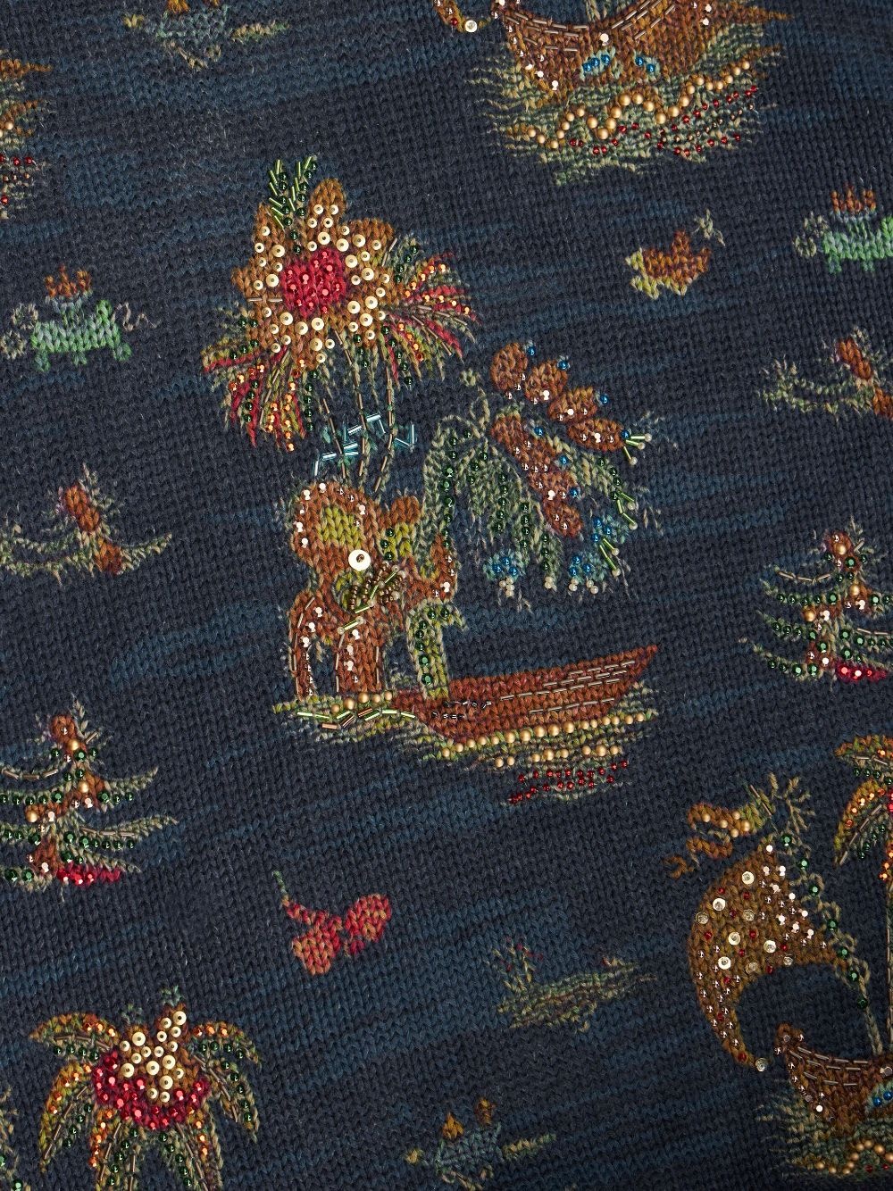 motif-print silk-linen jumper - 5