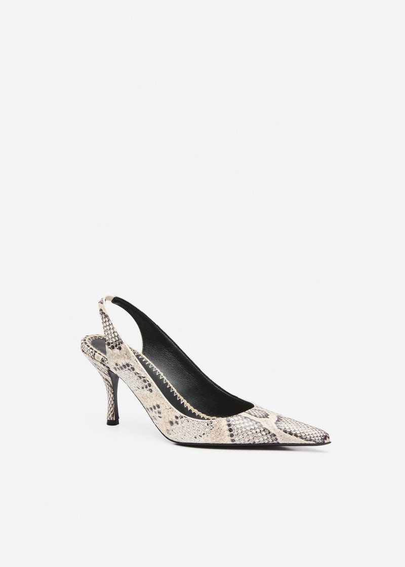 MAGDA BUTRYM Low slingback pumps in grey snake-effect leather outlook