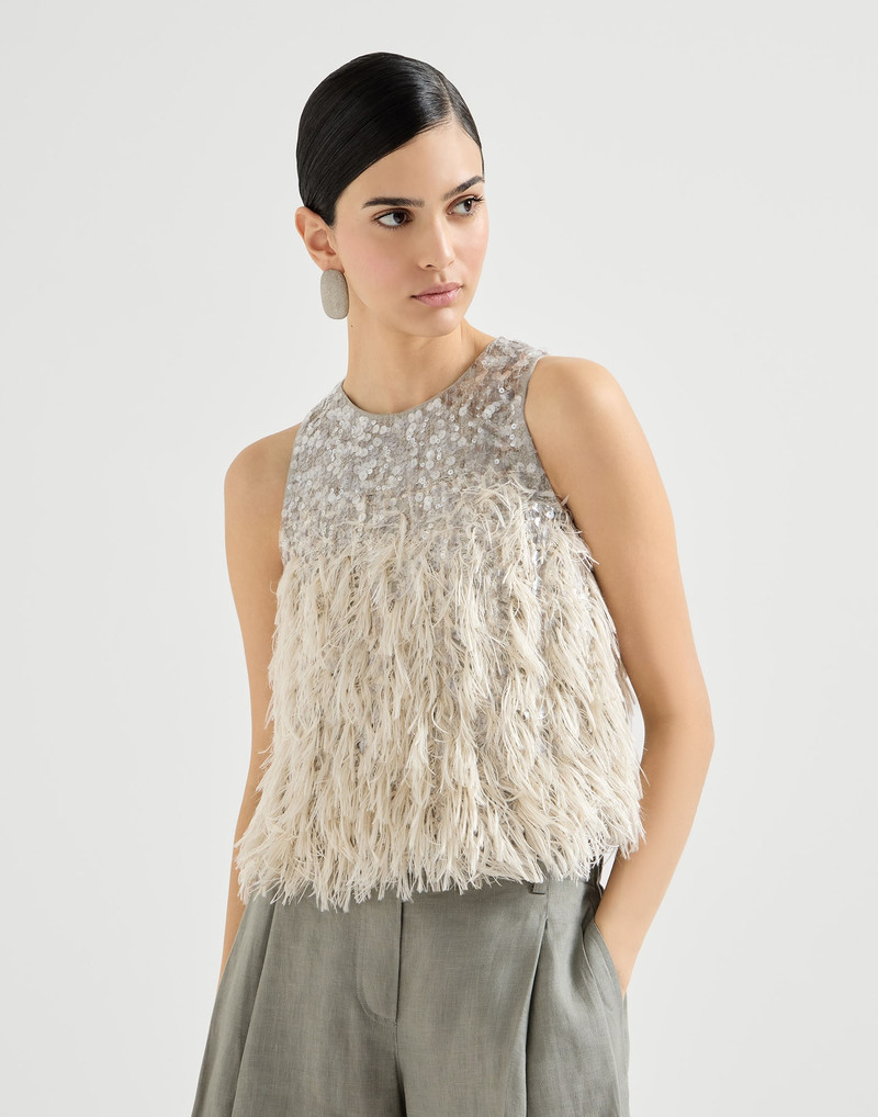 Dazzling dégradé top in cotton and silk fil coupé 2