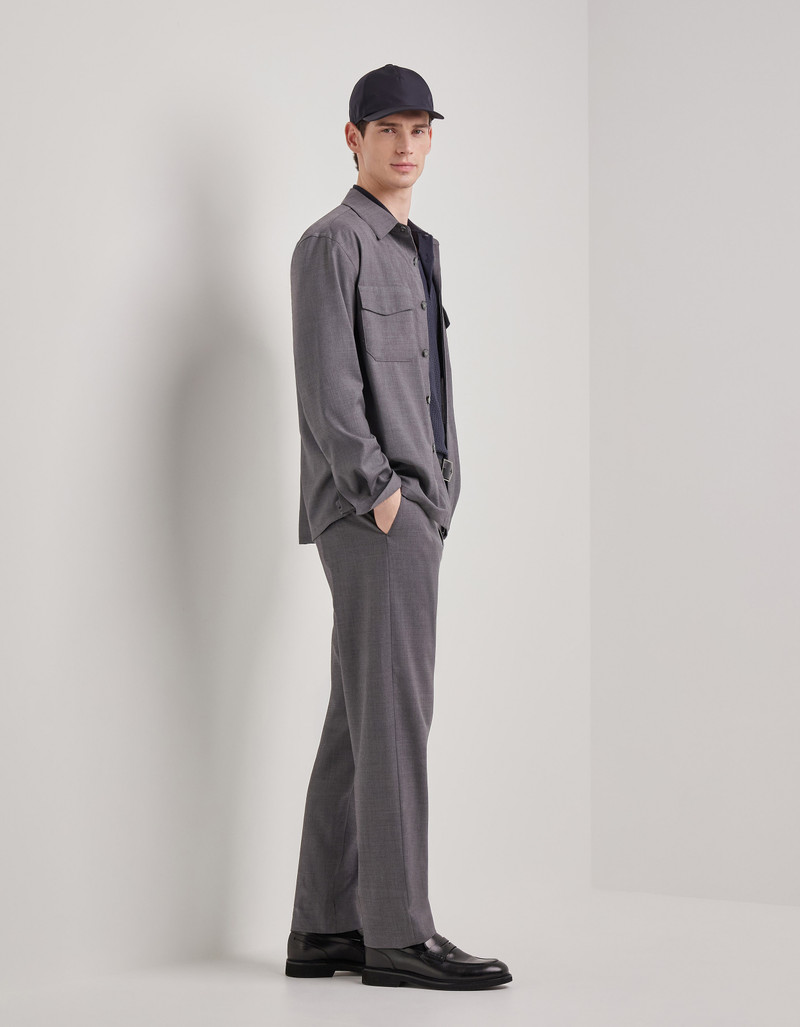 Canali GRAY MELANGE REGULAR FIT PANTS IN WASHABLE IMPECCABILE WOOL outlook