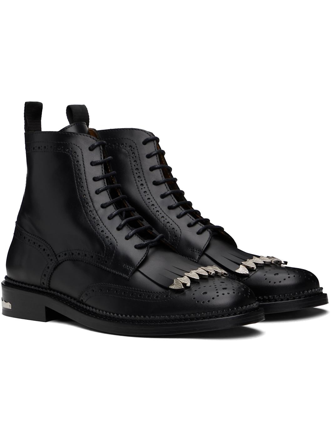 SSENSE Exclusive Black Fringed Boots - 4