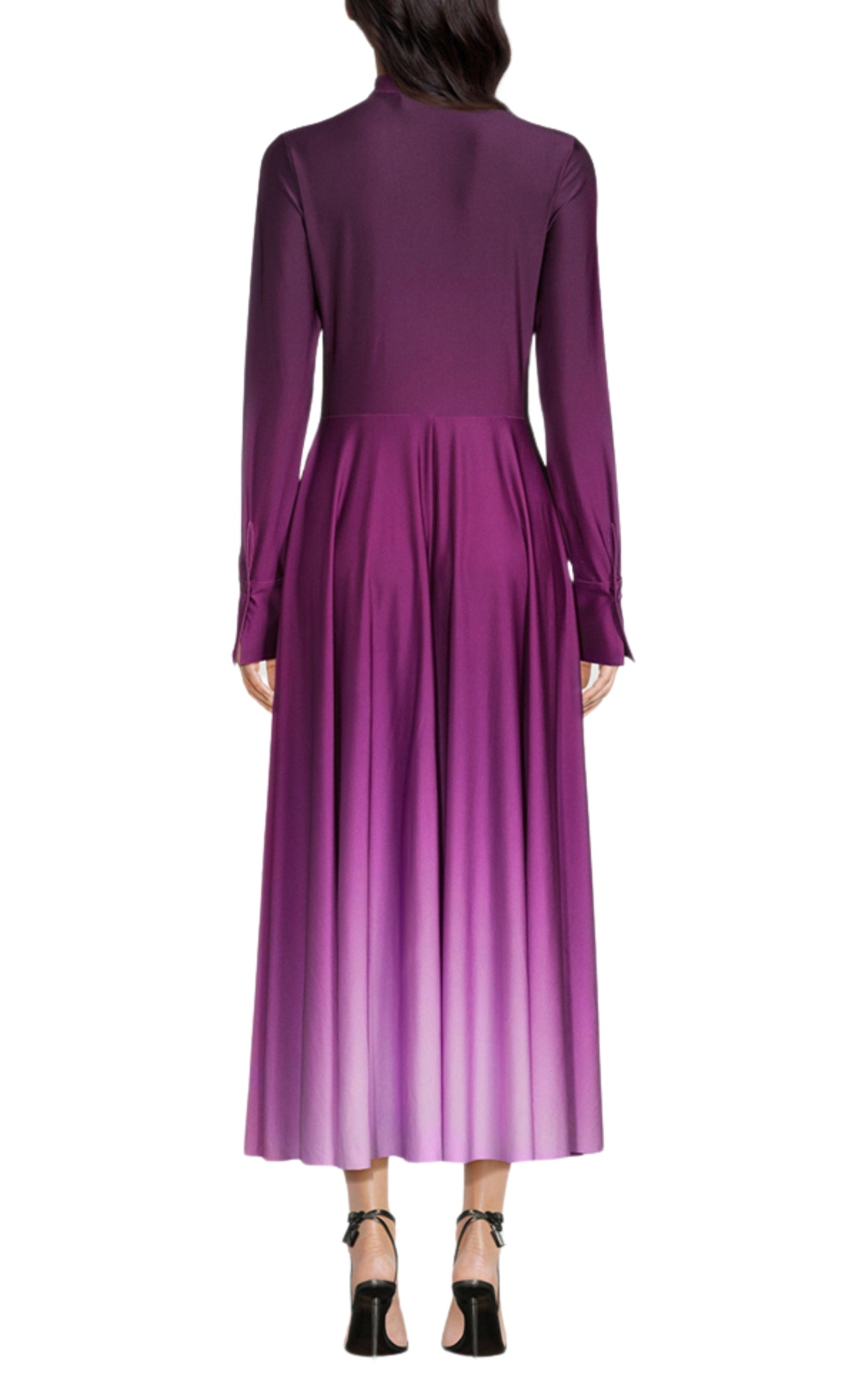 Long-Sleeve Button-Front Ombre Jersey Maxi Dress - 3