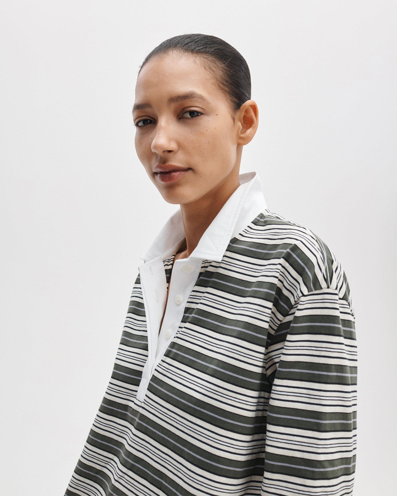 rag & bone Kelly Boxy Striped Long-Sleeve Polo outlook