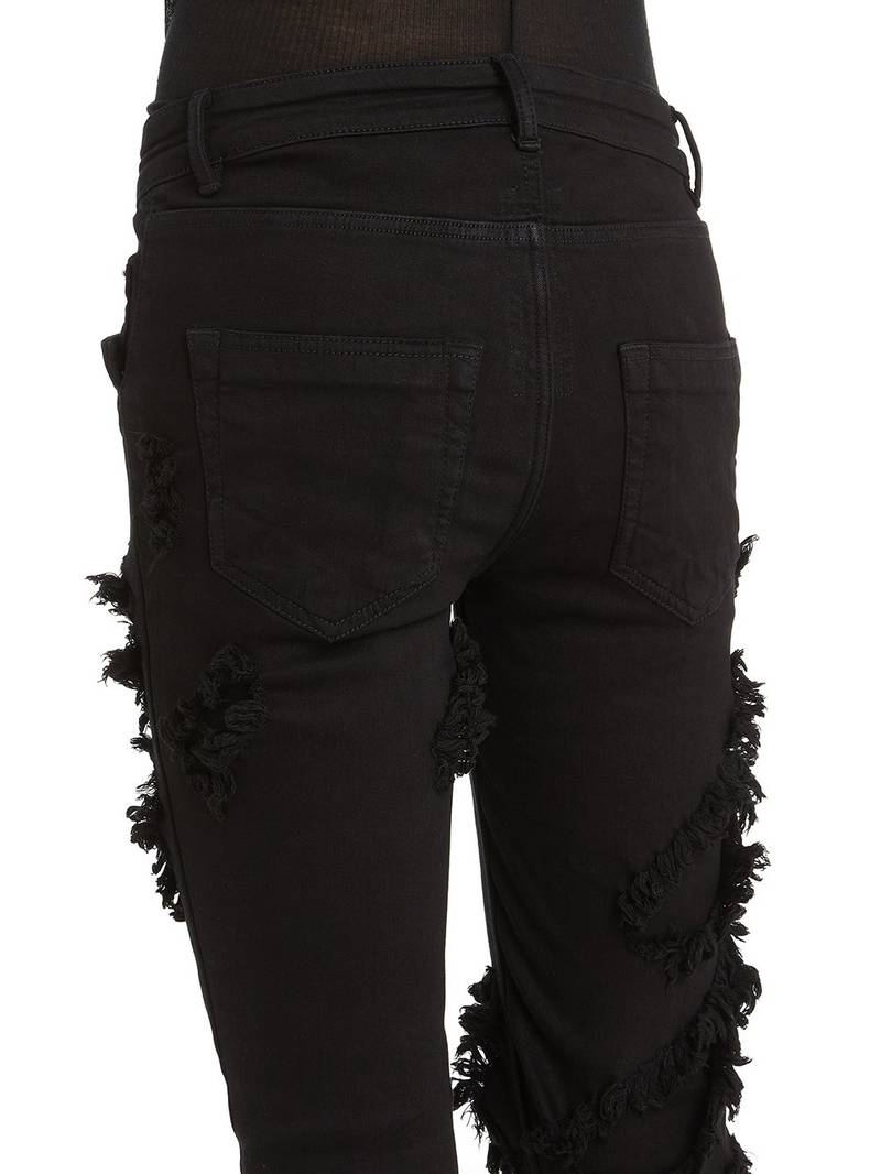 RICK OWENS DRKSHDW Distressed Skinny Jeans Black 4