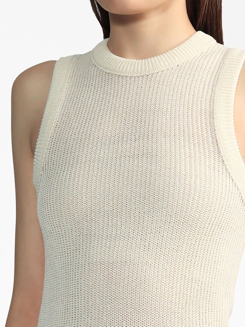 crew-neck sleeveless knitted top - 5