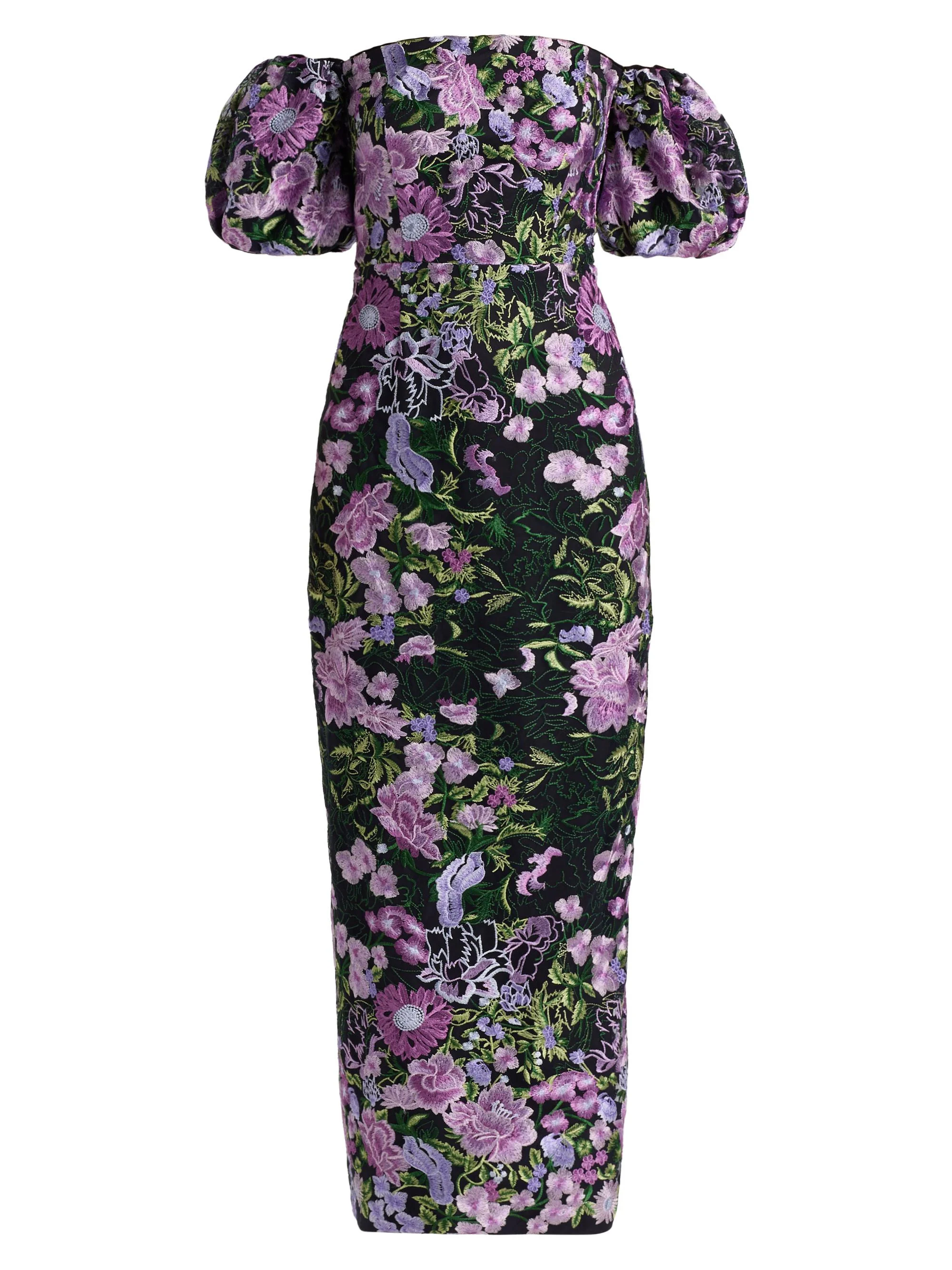 Women's Nene Floral-Embroidered Mesh Off-The-Shoulder Maxi Dress - Purple Multi - 1