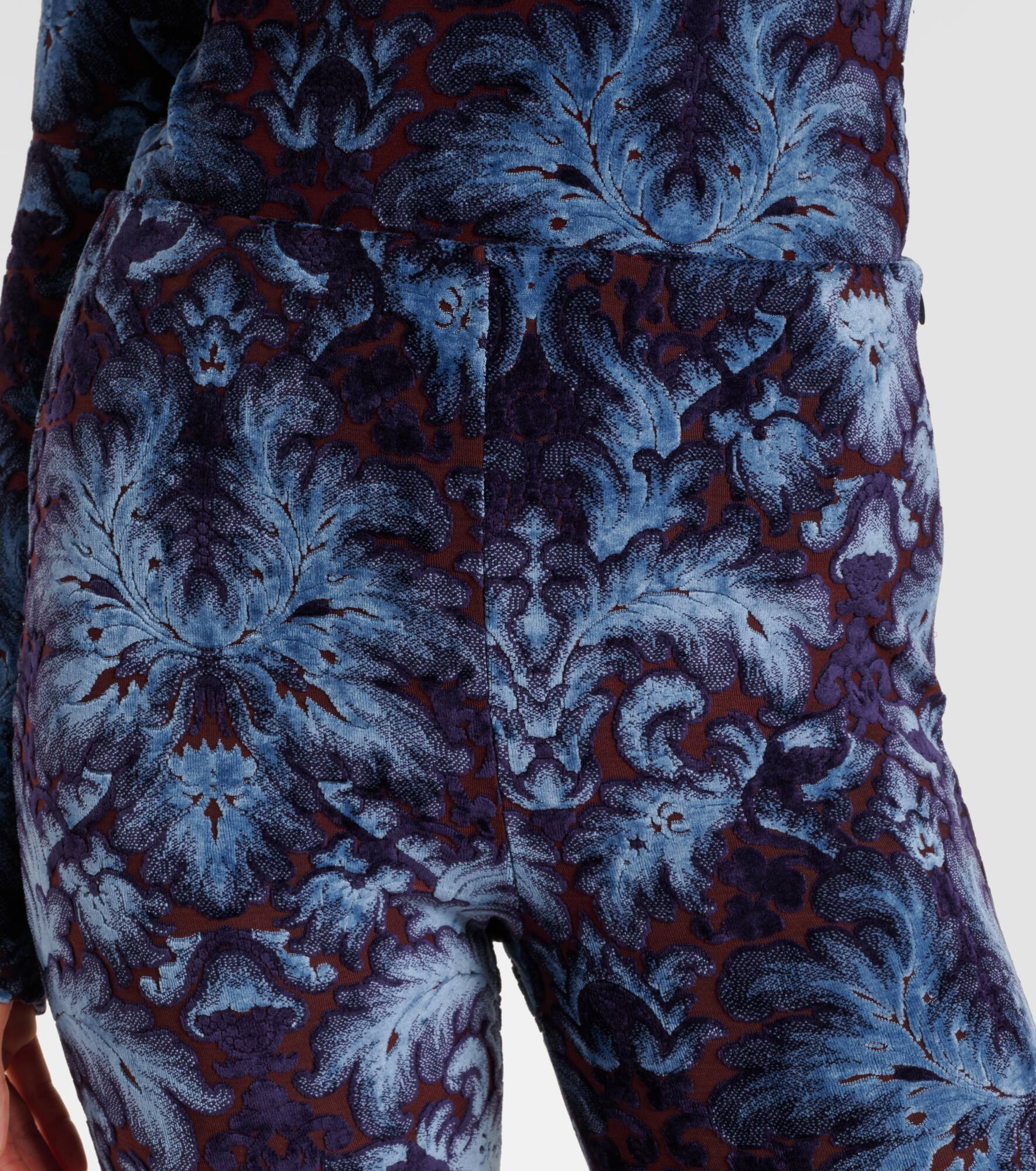 Printed crêpe high-rise flared pants - 4