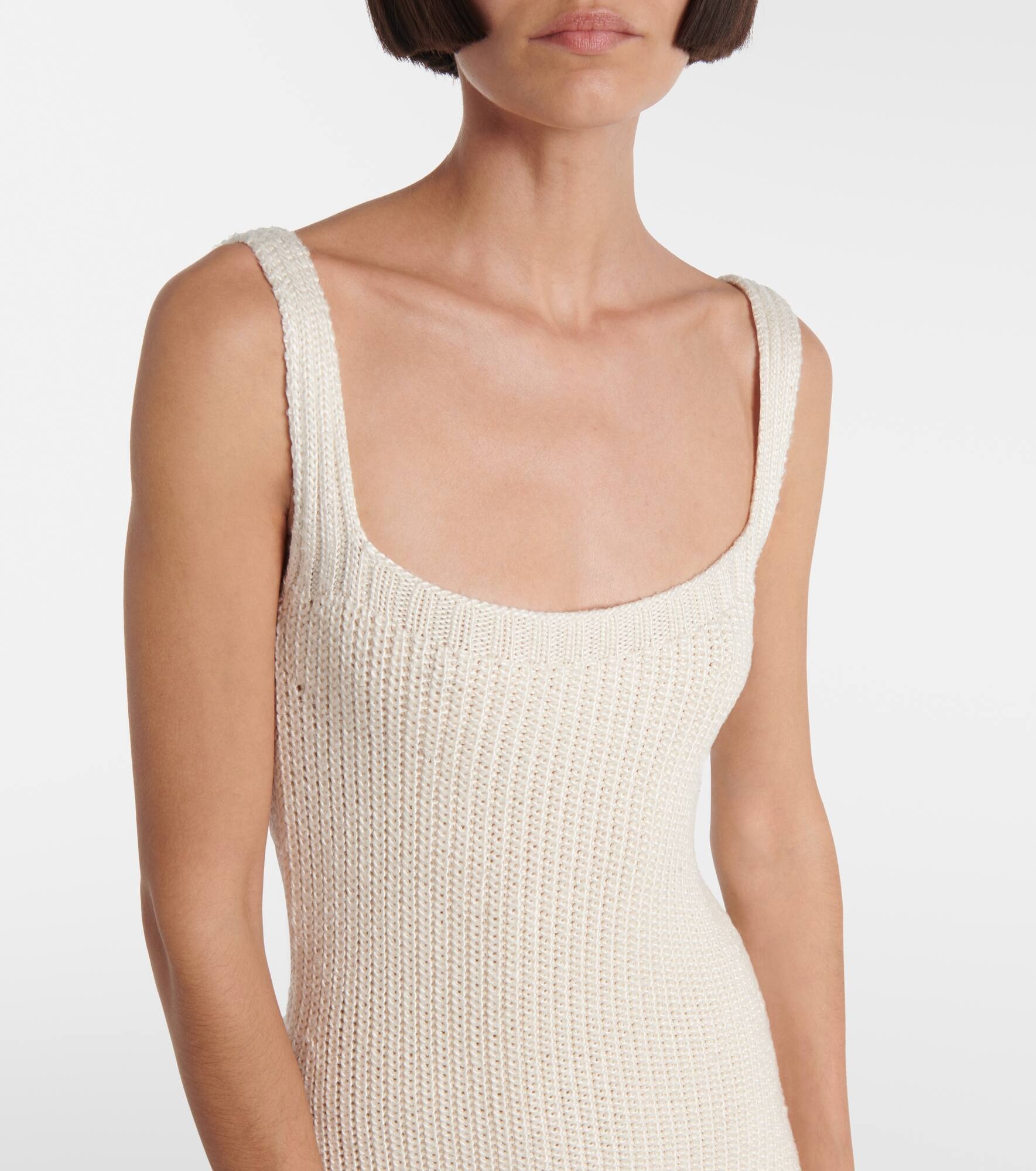 Lex ribbed-knit silk maxi dress - 4