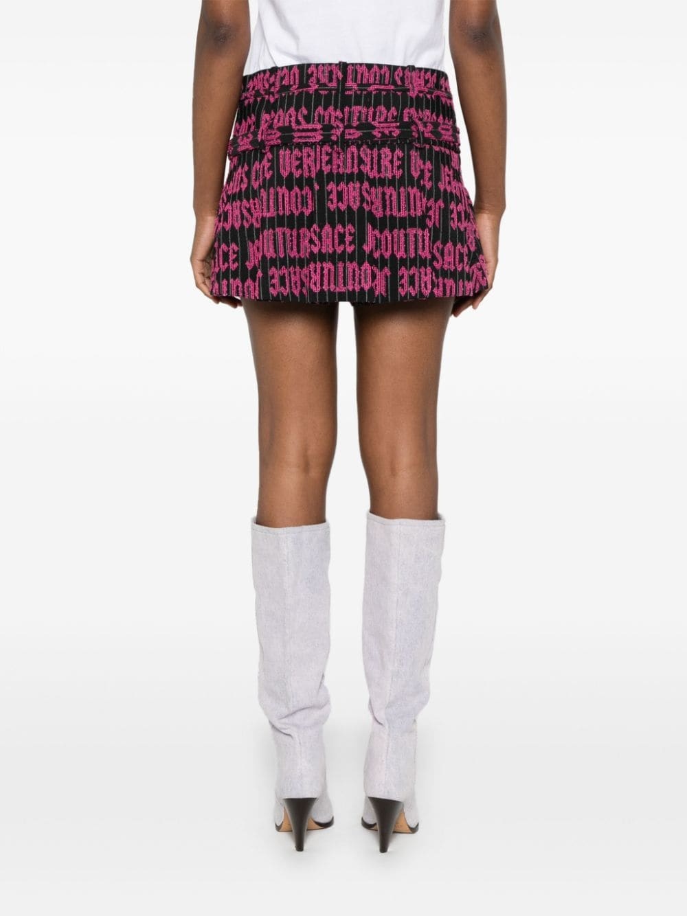 embroidered-logo pleated mini skirt - 4