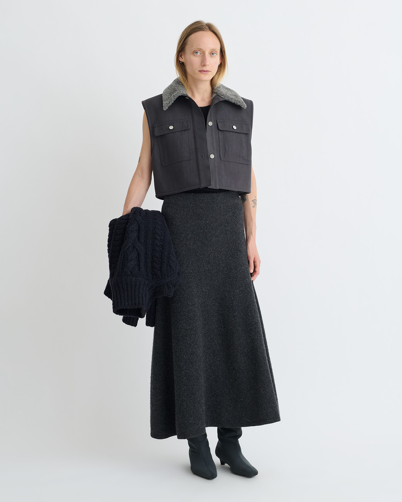 Wax Cotton and Faux Shearling Vest 3