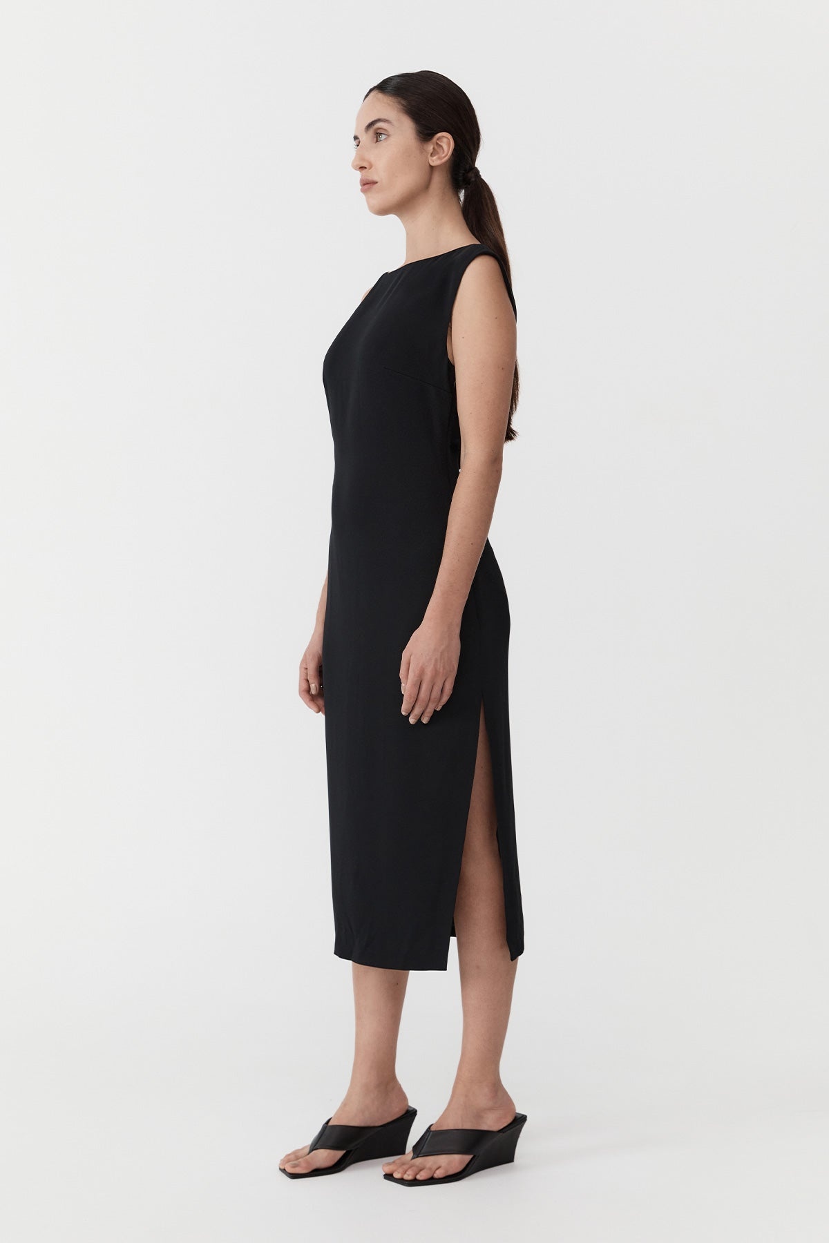 Arc Cut Out Dress - Black - 5