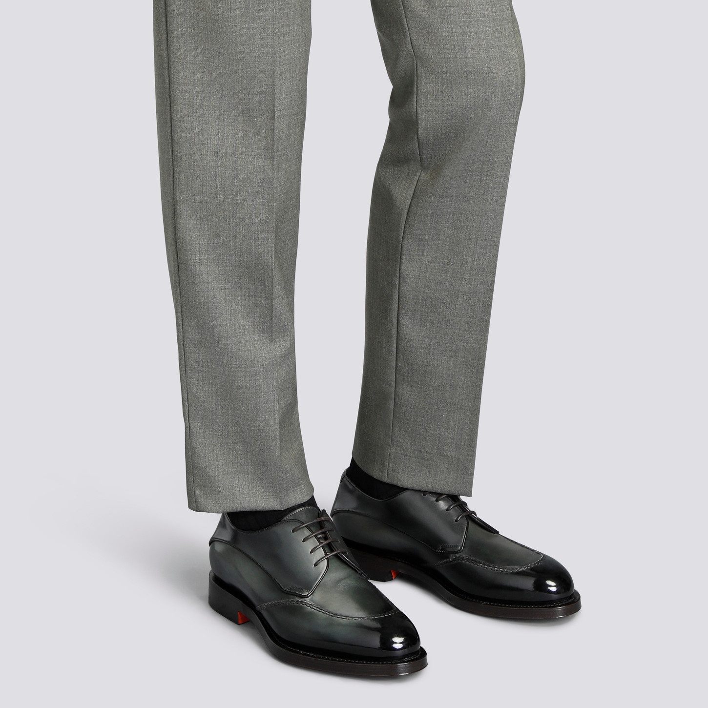 Men's green leather Derby shoe - 2