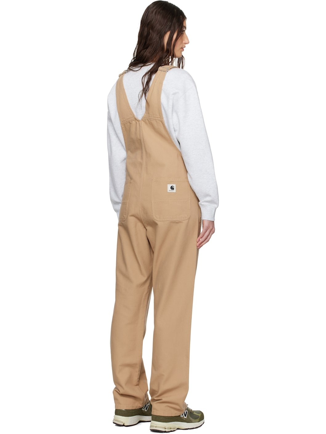 Beige Bib Straight Overalls - 3