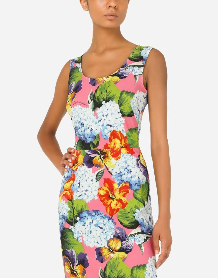 Hydrangea-print cady midi dress - 4