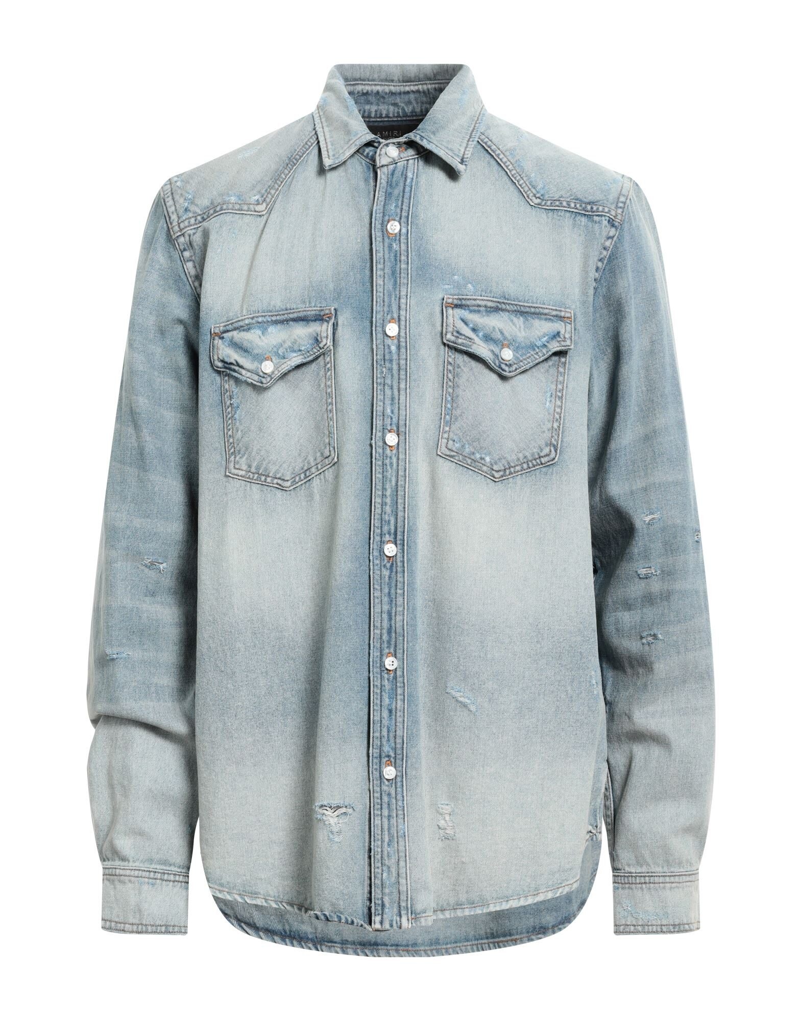 Blue Men's Denim Shirt - 1