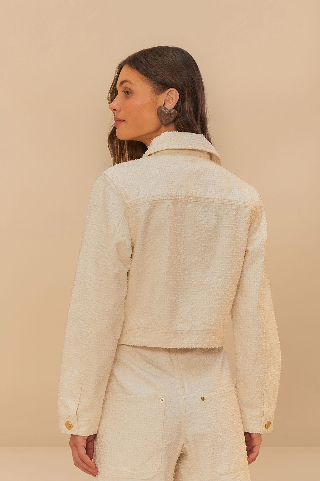 Off-White Twill Laser Crop Jacket - 4