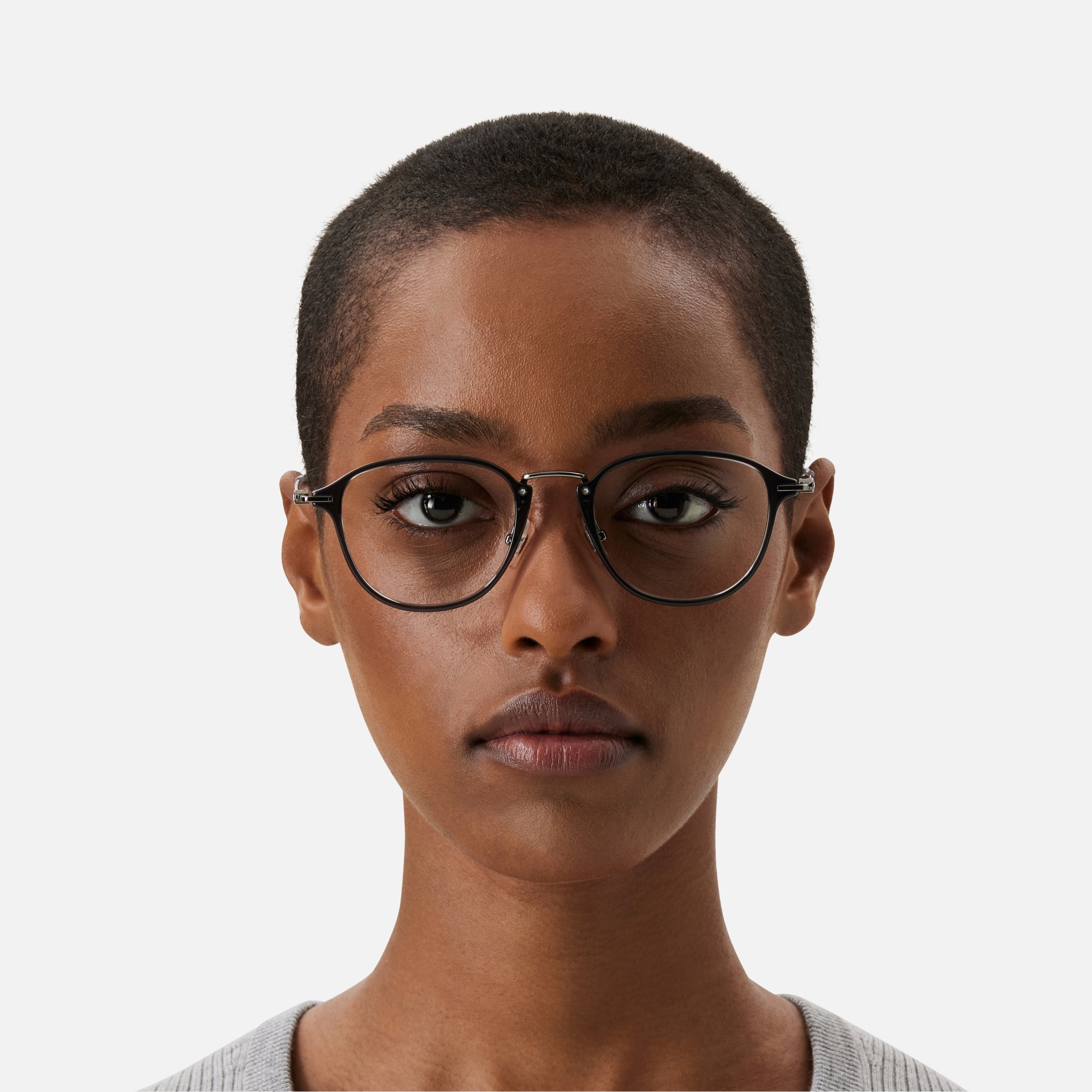 Blue Light Protection Round Sunglasses with Gray-Colored Injected Frame - 4