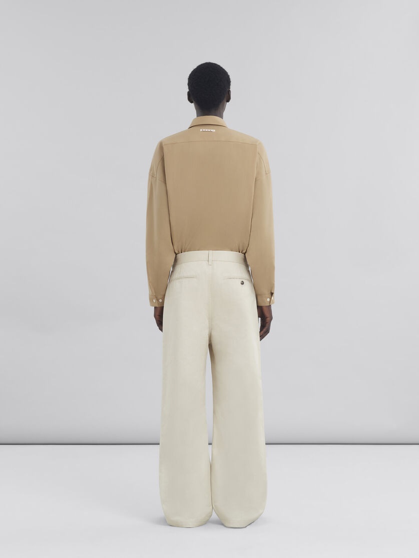 STRAIGHT LEG IVORY ORGANIC COTTON TROUSERS - 3