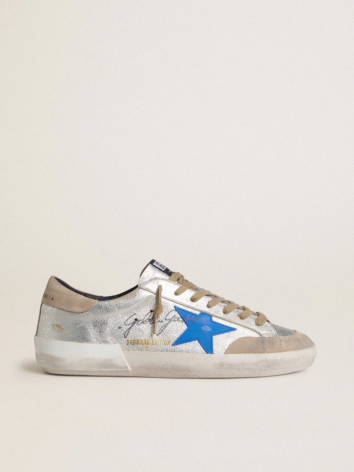 Men's Super-Star LTD in silver metallic suede with leather star and suede heel tab - 1