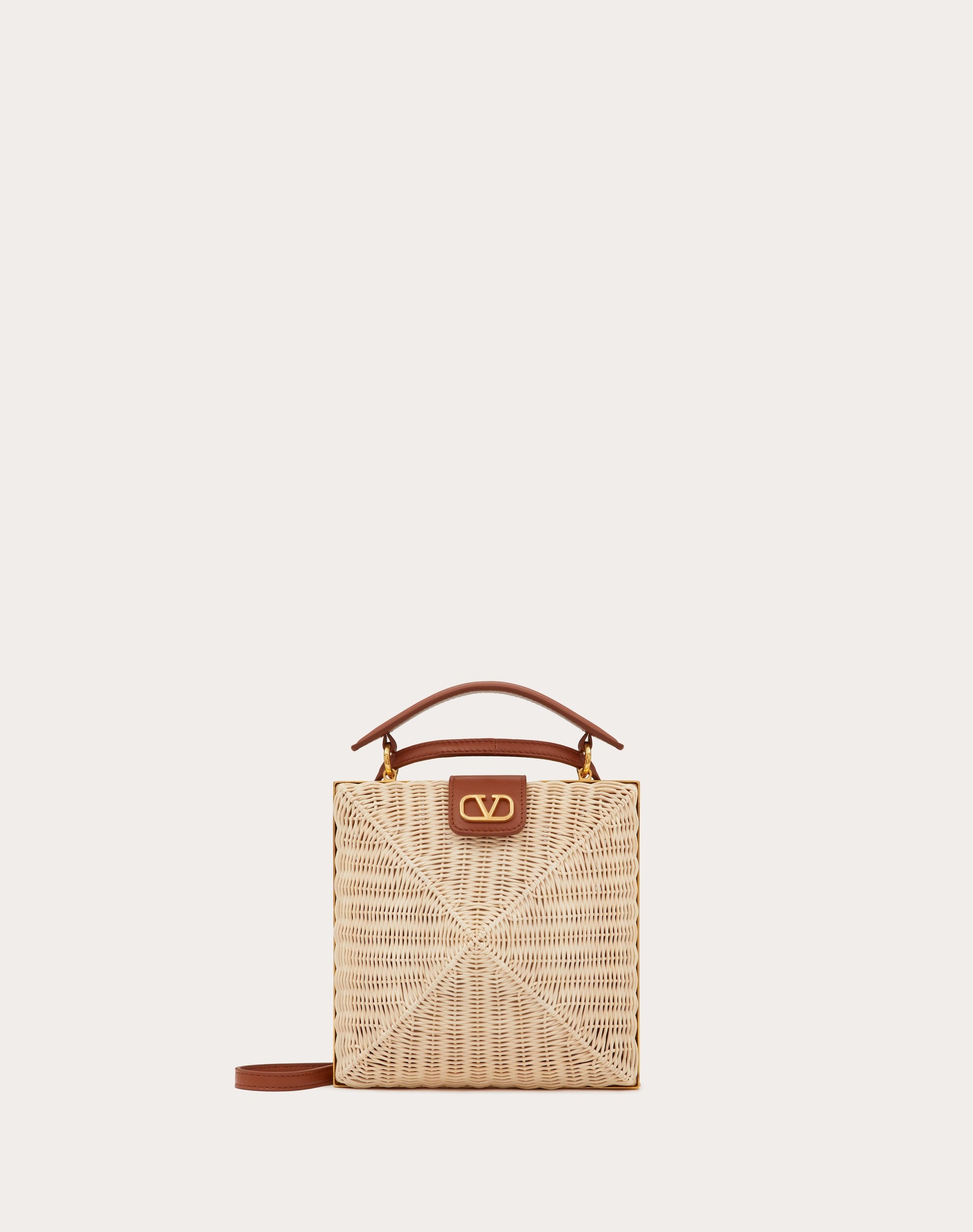 STUDDED WICKER CLUTCH BAG - 1
