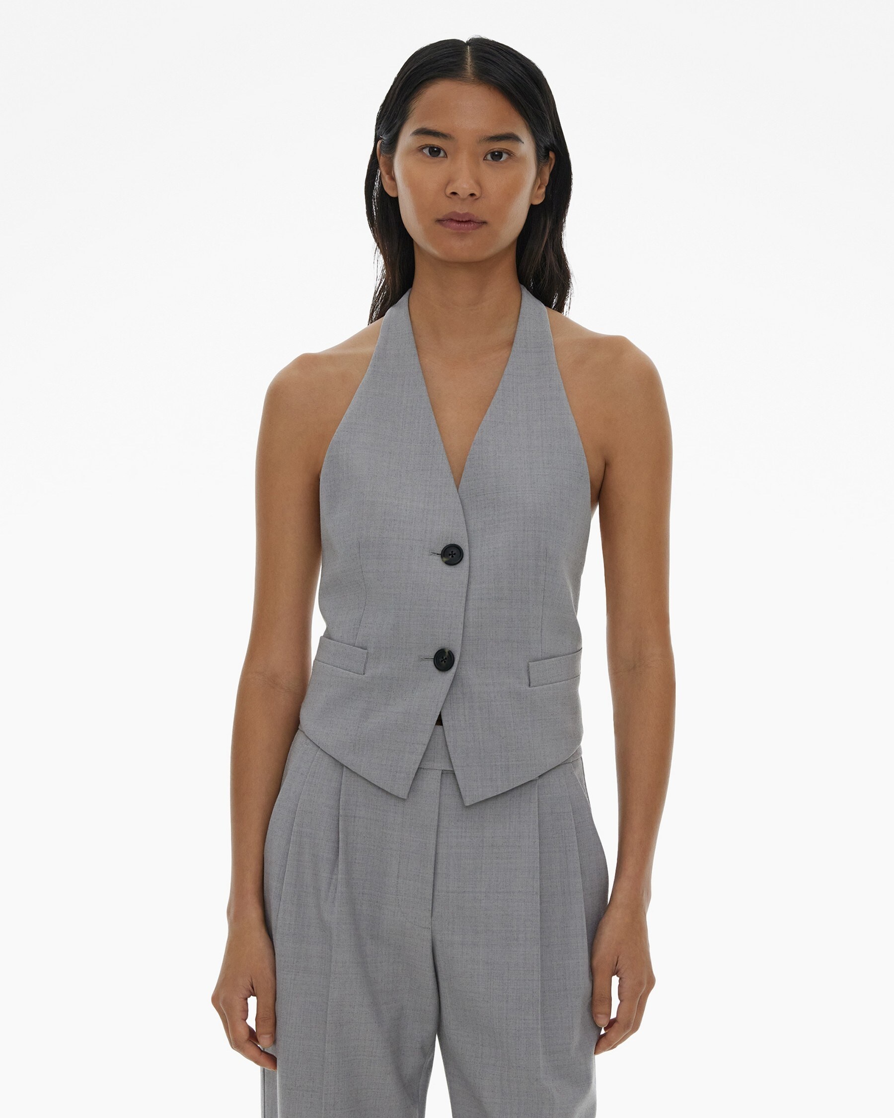 STRETCH WOOL HALTER VEST - 3
