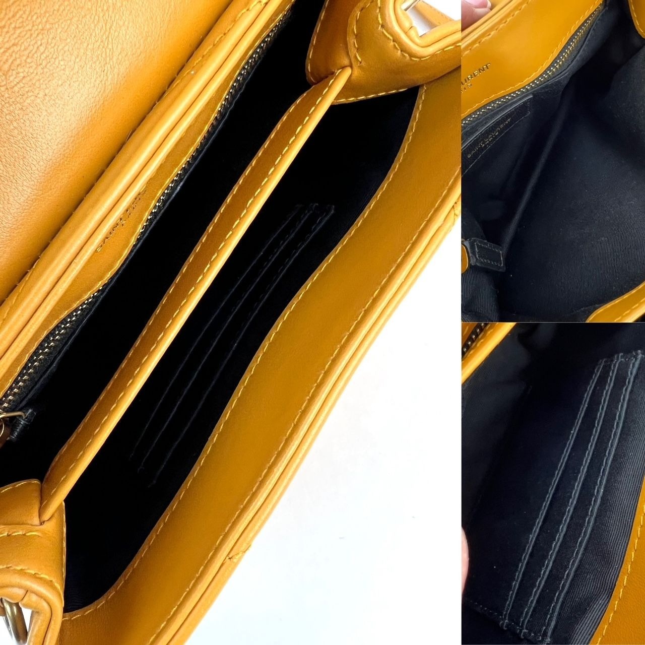 Saint Laurent Calfskin Quilted Toy Loulou Yellow Crossbody Bag - 5