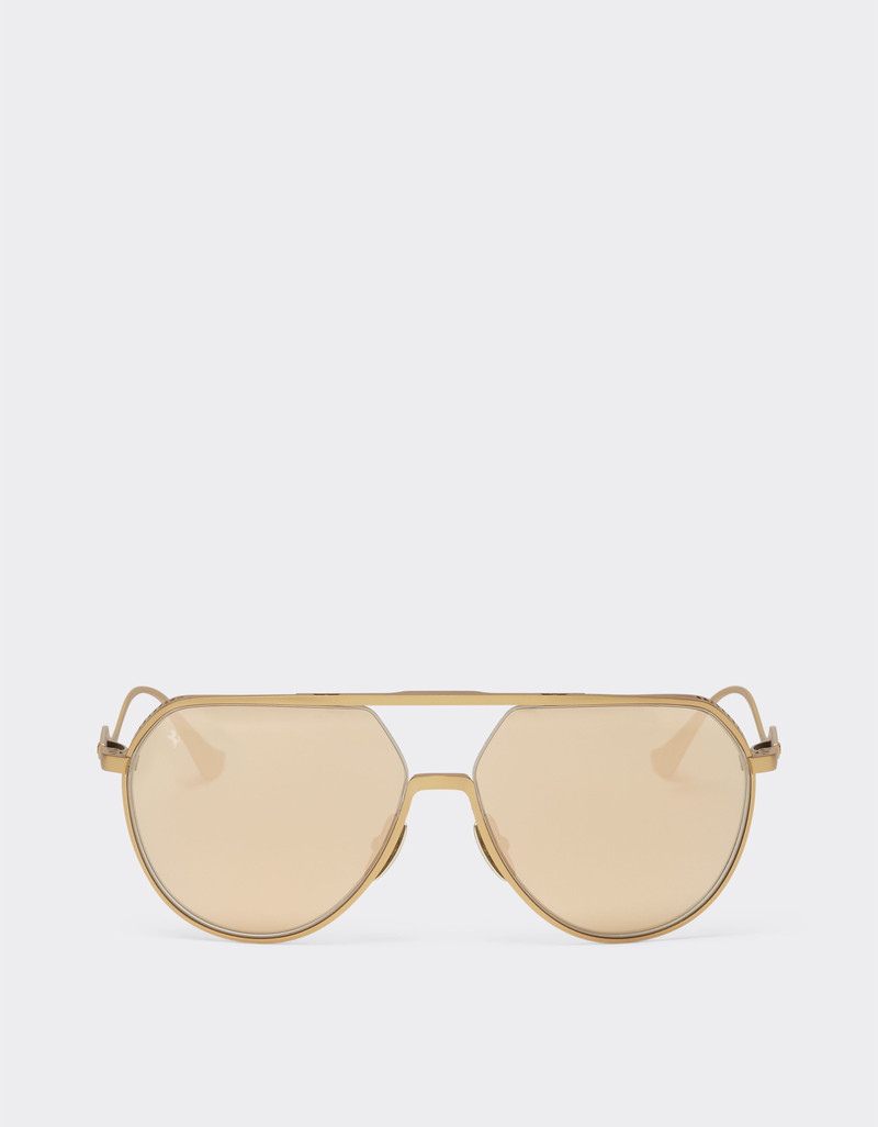 Ferrari sunglasses in matt gold-tone titanium with gold mirror yellow lenses 1