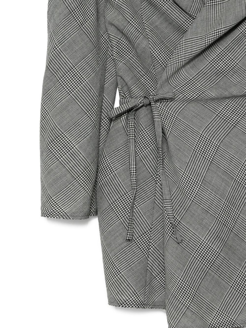 plaid-check tie-fastening jacket 3