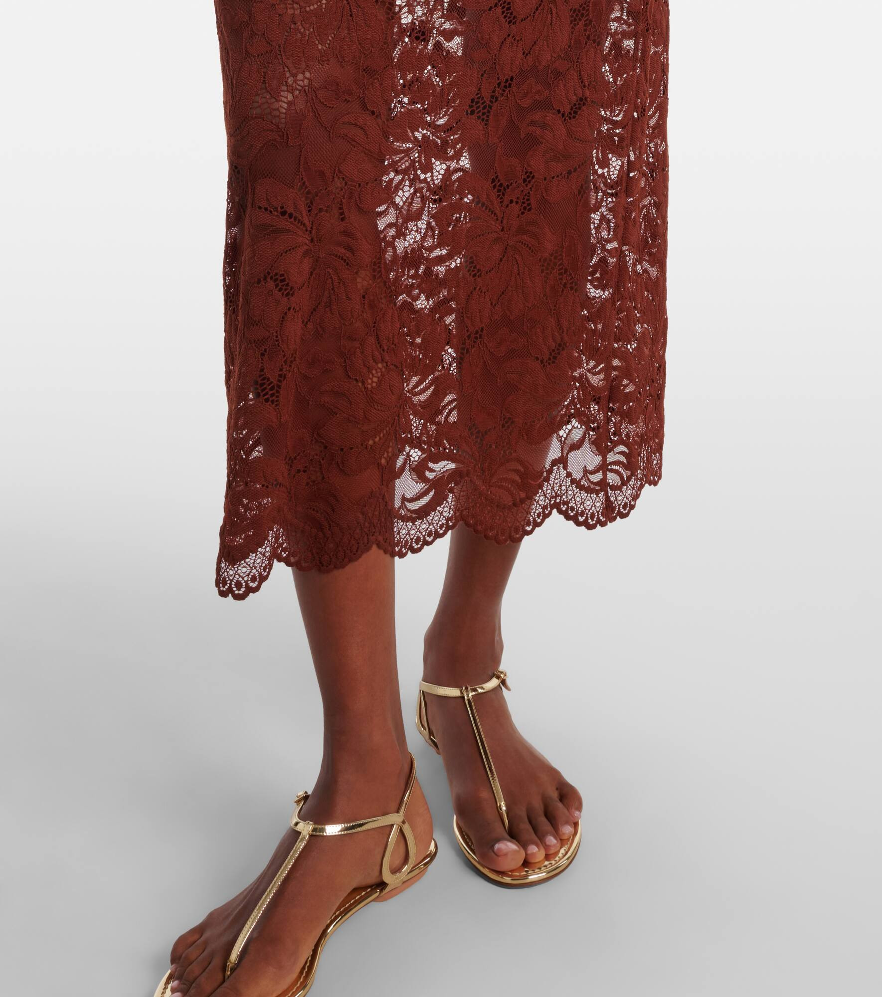 Floral lace midi skirt - 5