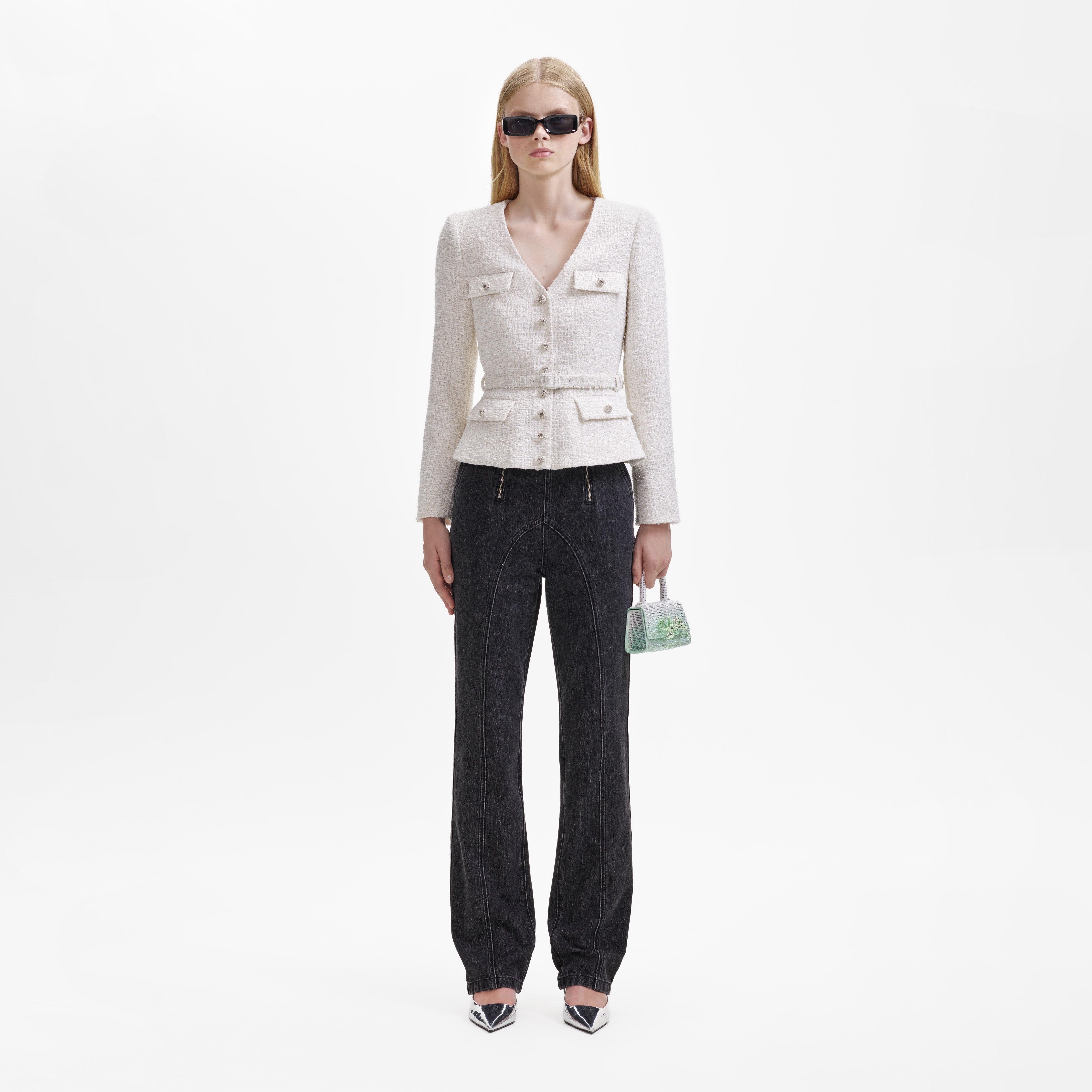 Black Stitch Detail Jeans - 1