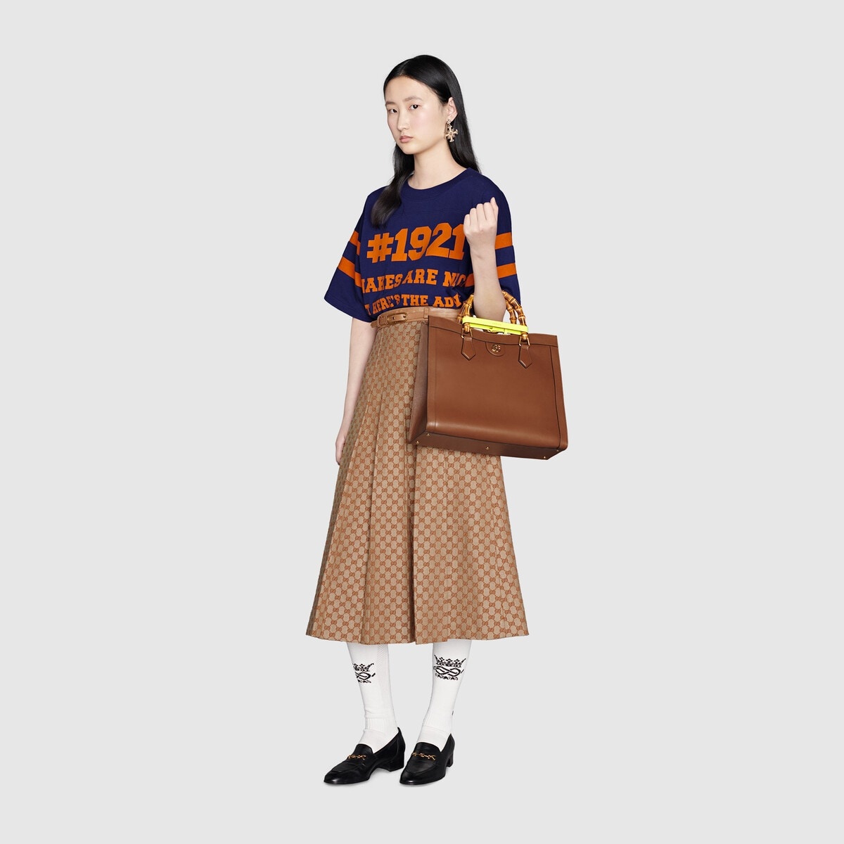 GG linen canvas pleated skirt - 2