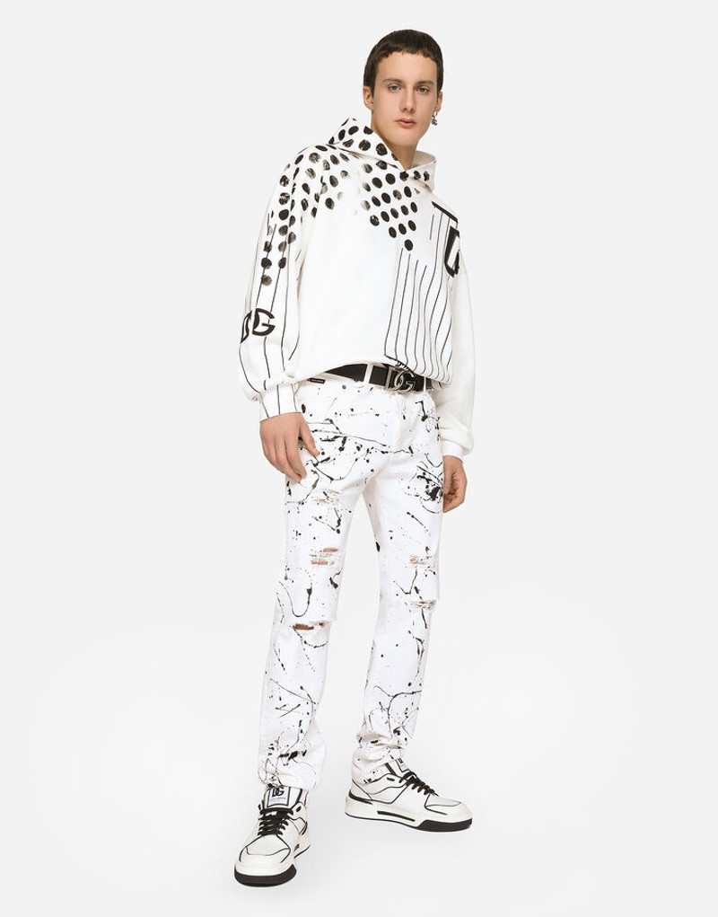 Dolce & Gabbana Slim-fit stretch jeans with rips and splash design outlook