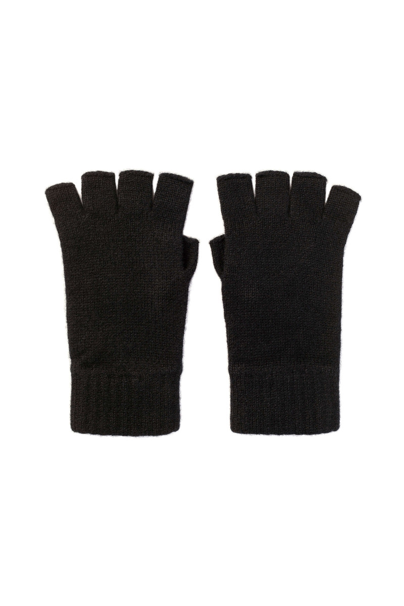 Fingerless Black Cashmere Gloves 1