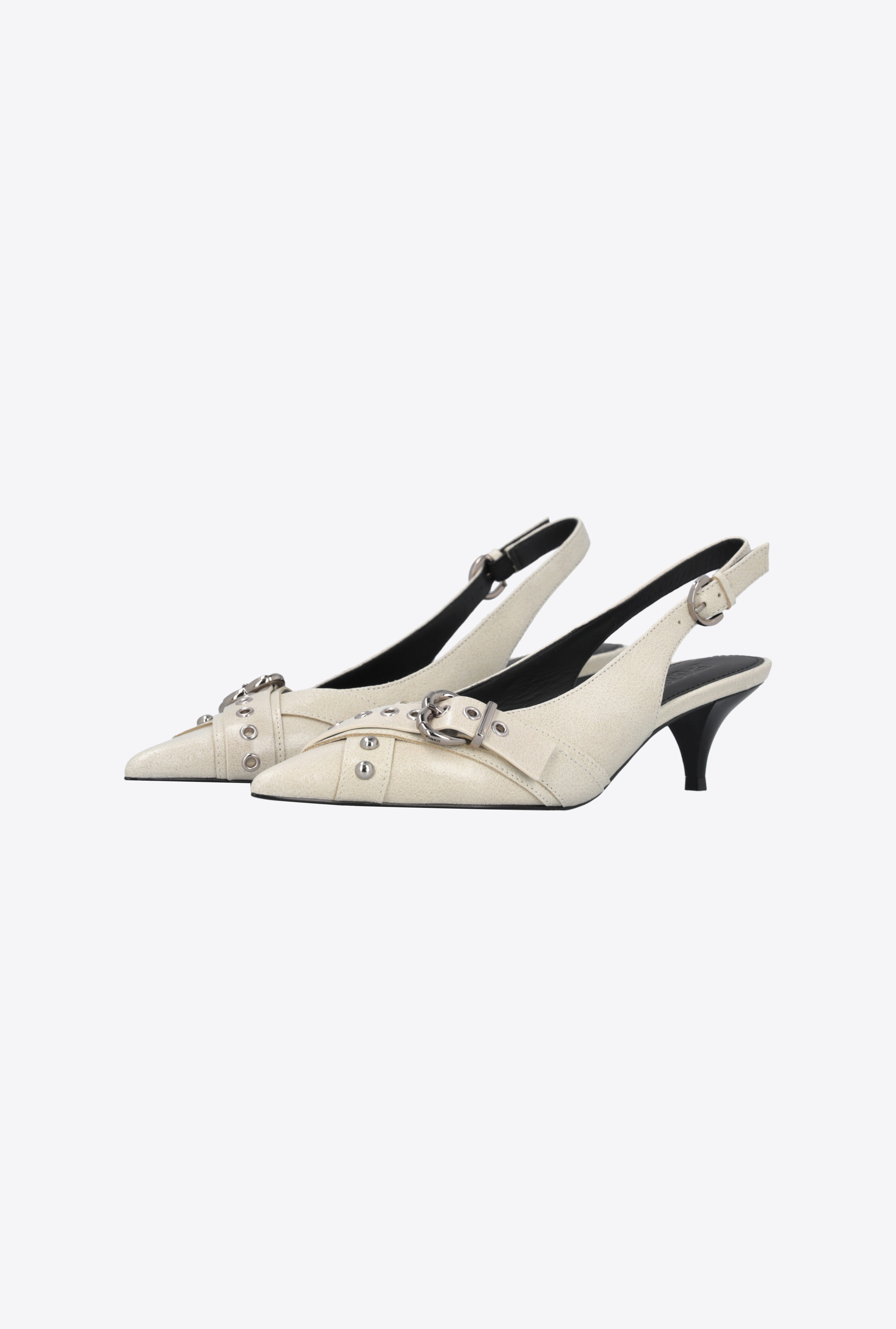 HEELED LEATHER SLINGBACKS WITH BUCKLE - 6