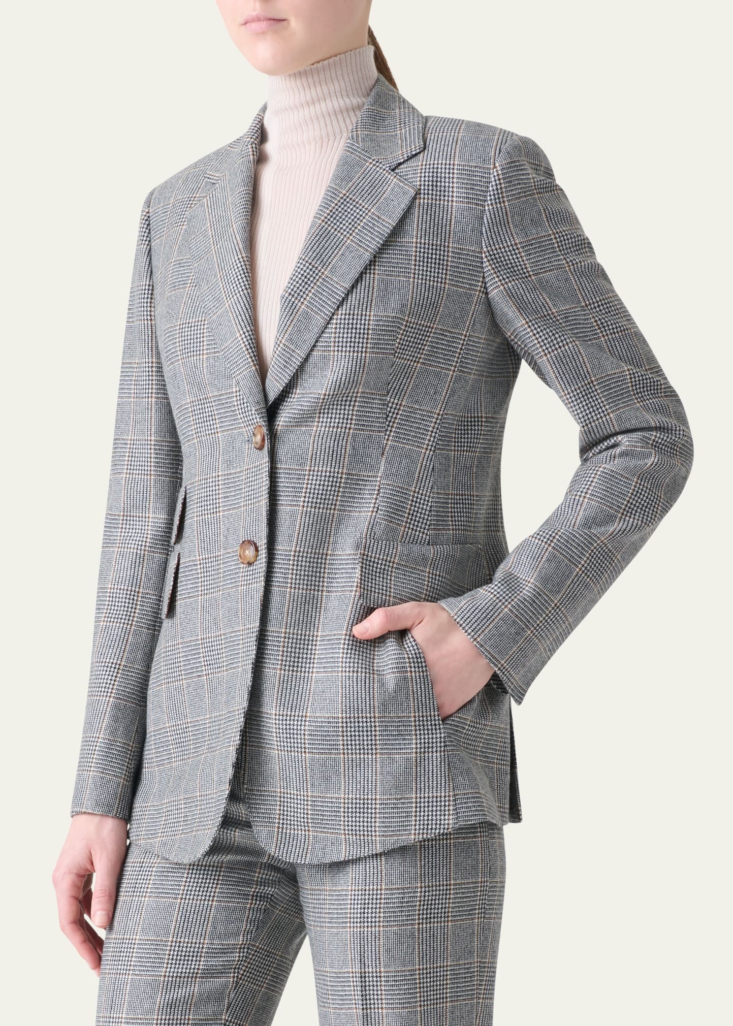 Arie Prince Of Wales Check Cashmere Single-Breasted Jacket - 4