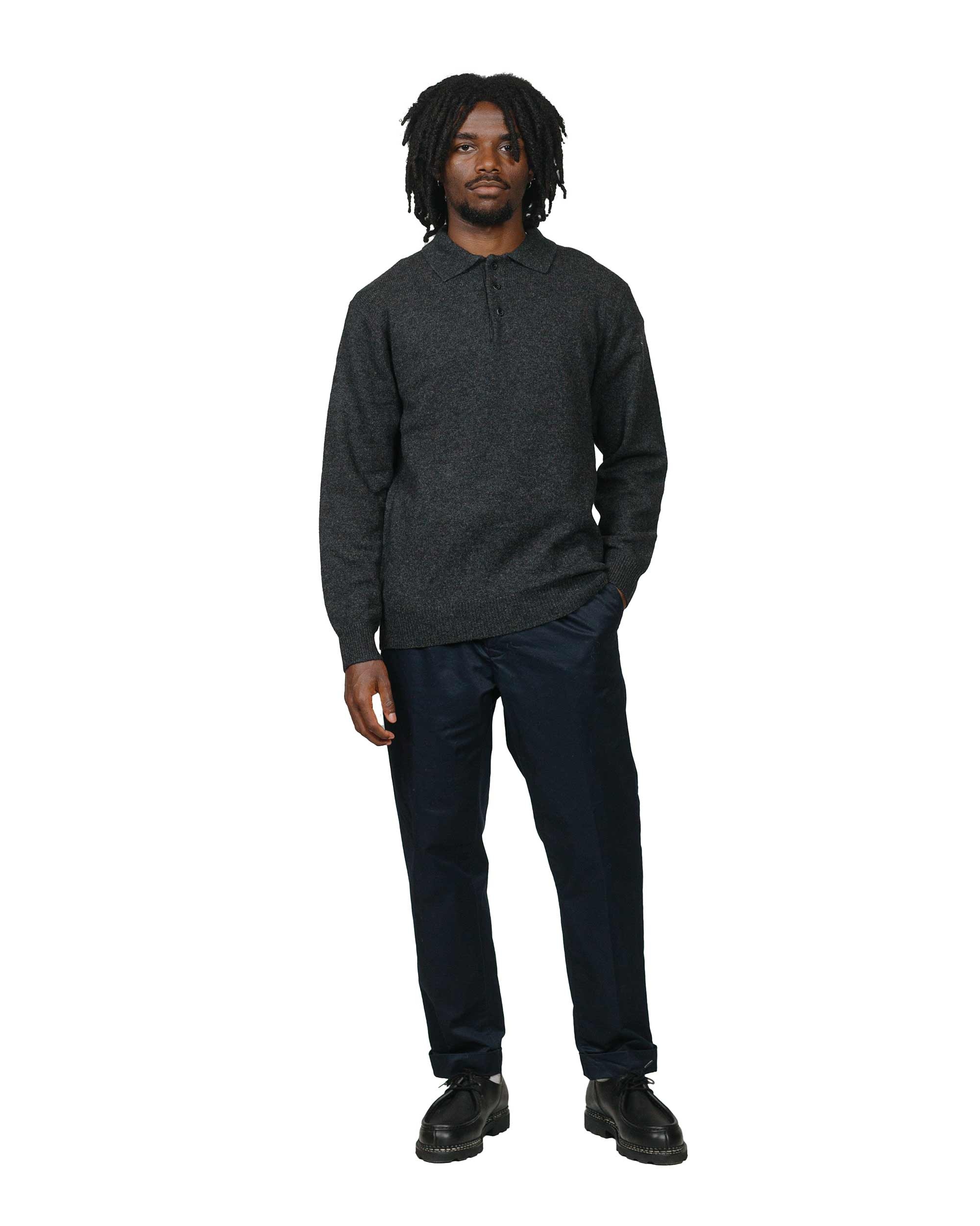 Knit Polo 9G Charcoal Grey - 4