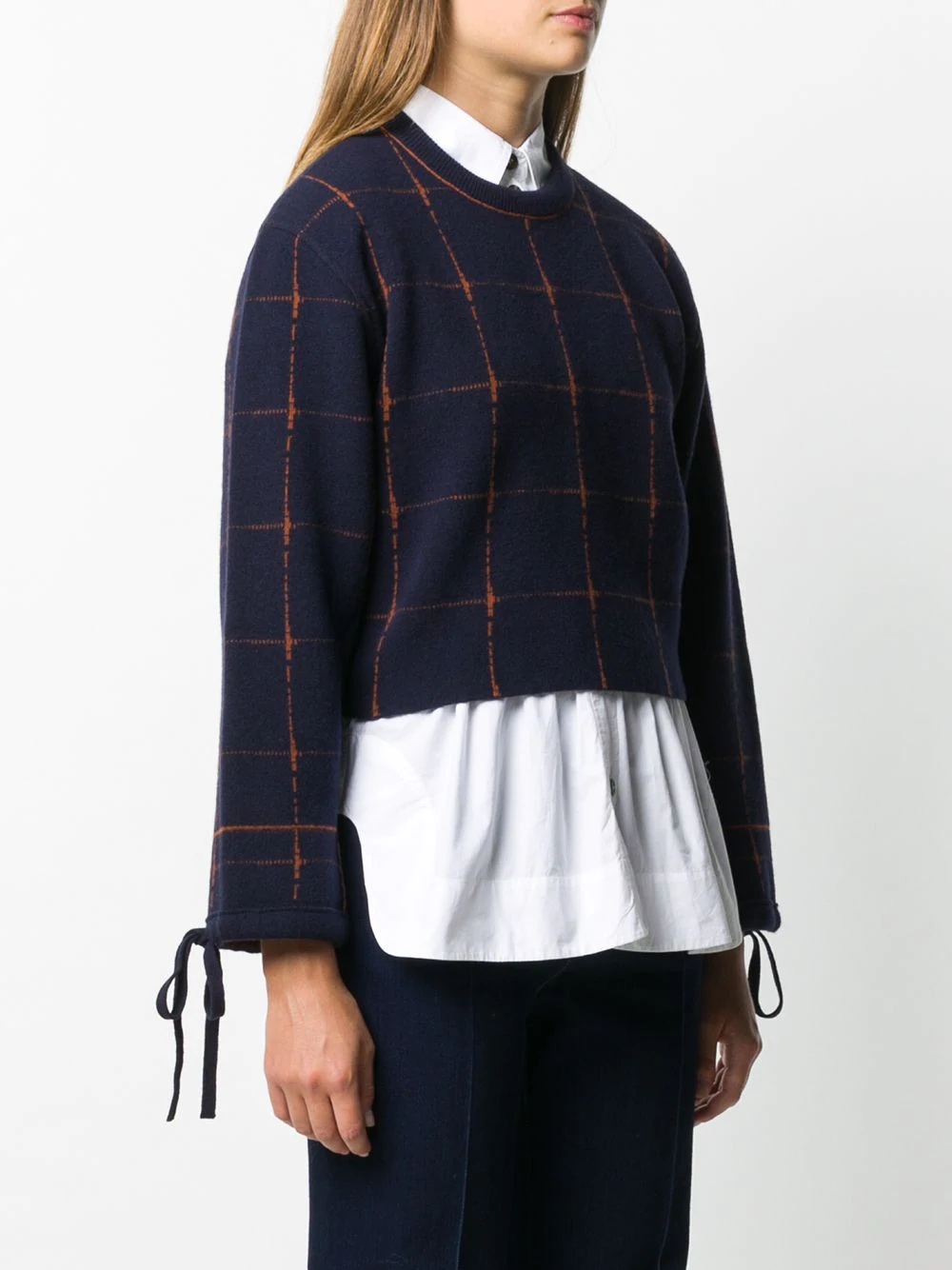 check intarsia-knit cropped jumper - 3