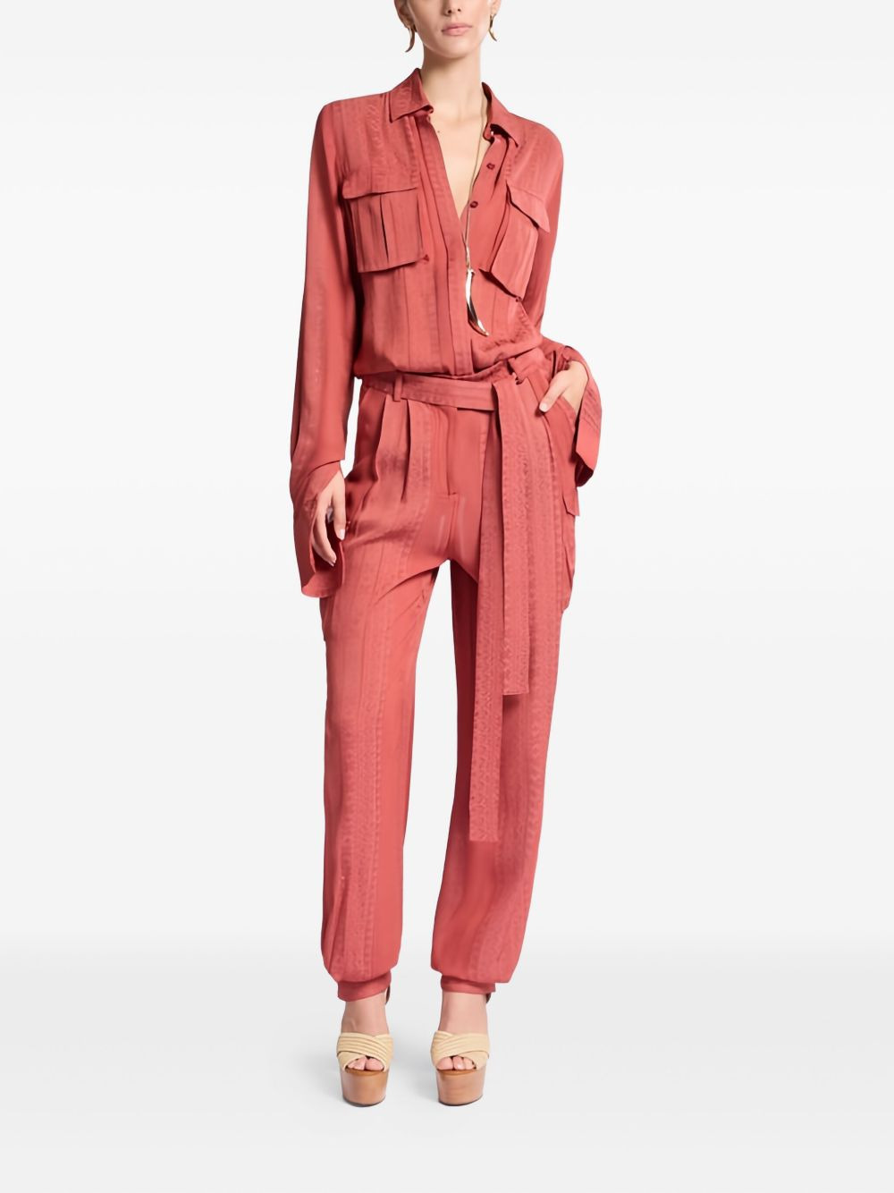 cargo-pocket belted trousers - 2